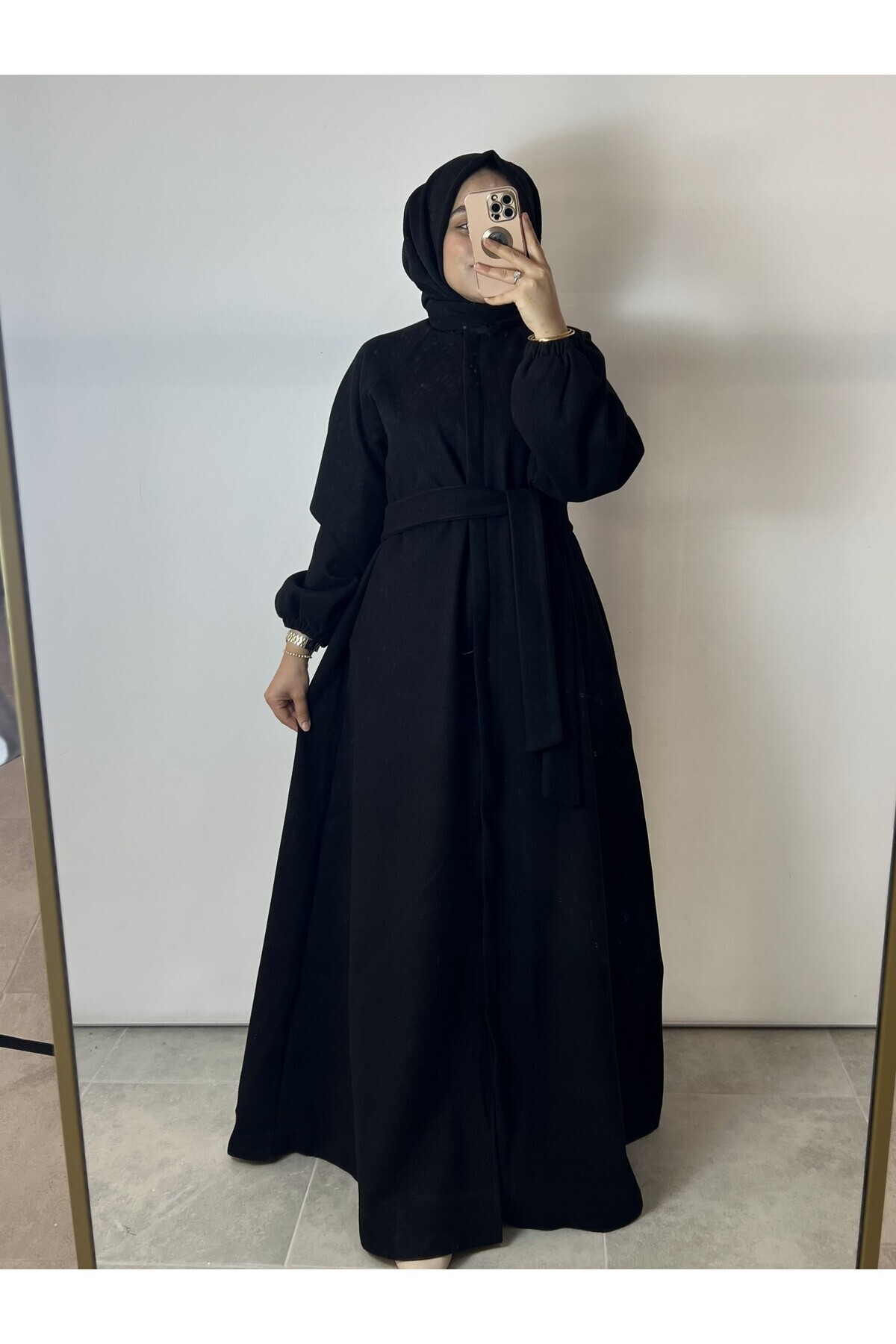 MERVERA  KIŞLIK ASTARLI KAŞE KABAN TAM BOY TESETTÜR - Görsel 2