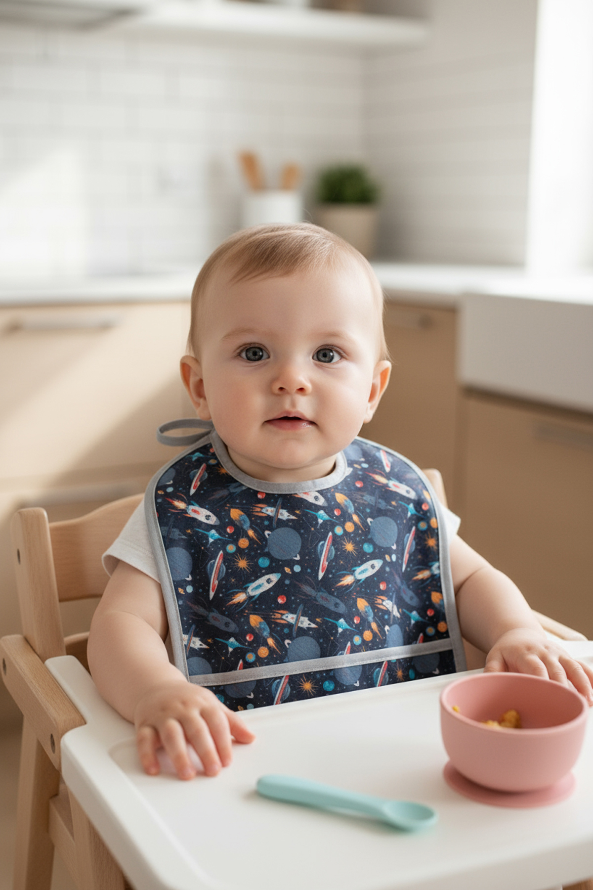 HAMUR Proof 3'lü Sıvı Su Geçirmez Bebek Mama Önlüğü Ağız Silme Mendili Bağlamalı 3 Prç GriGrup 6-24 Ay fotoğrafı 5 (önizleme)