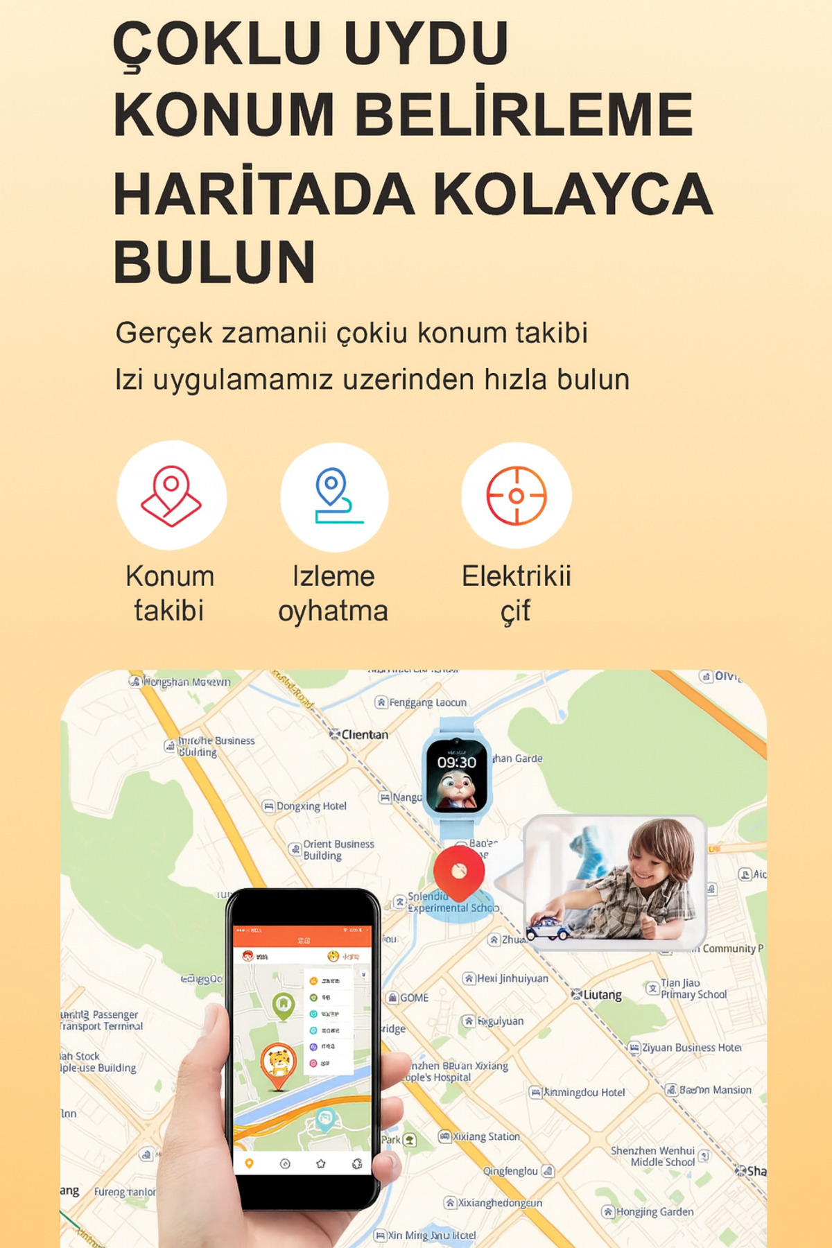 qasul Sim Kartlı GPS'Lİ Kameralı Görüntülü Görüşmeli Çocuk Güvenliği İçin Akıllı Saat fotoğrafı 3 (önizleme)