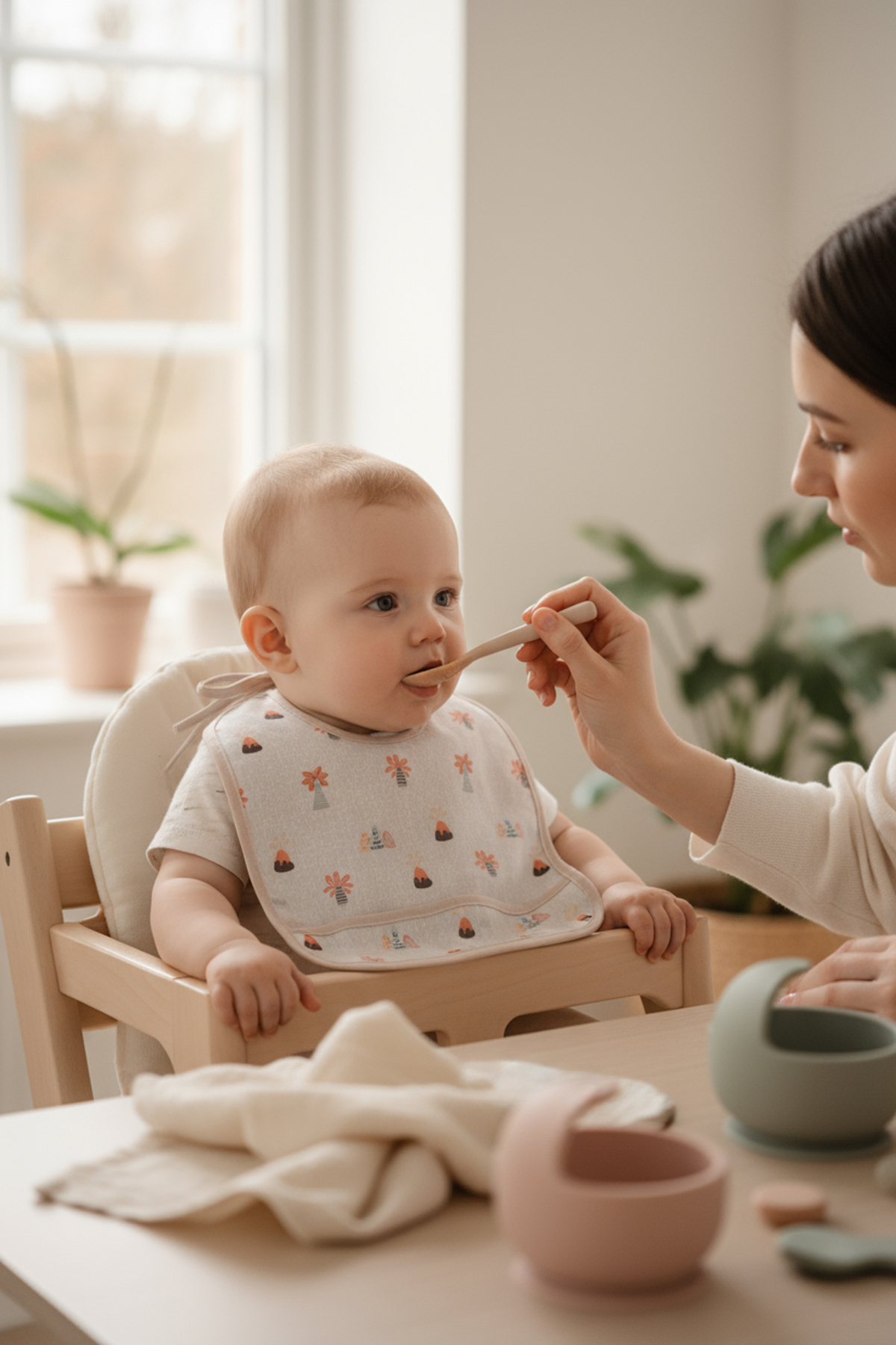 HAMUR Proof 3'lü Sıvı Su Geçirmez Bebek Mama Önlüğü Ağız Silme Mendili Bağlamalı 3 Prç BejGrup 6-24 Ay fotoğrafı 4 (önizleme)