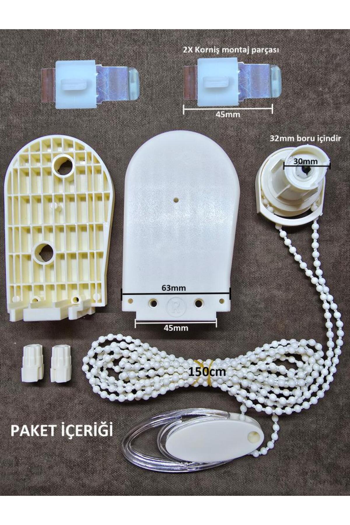 BBB Çift Mekanizmalı Tül stor perde mekanizma zincir kapak tamir seti Krem Ekru