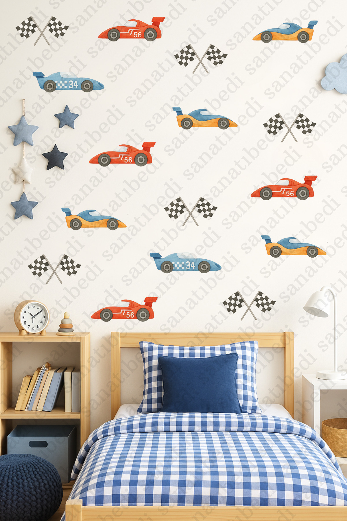 Race Car Themed Kids Nursery Wall Sticker - Door Window Decoration Label