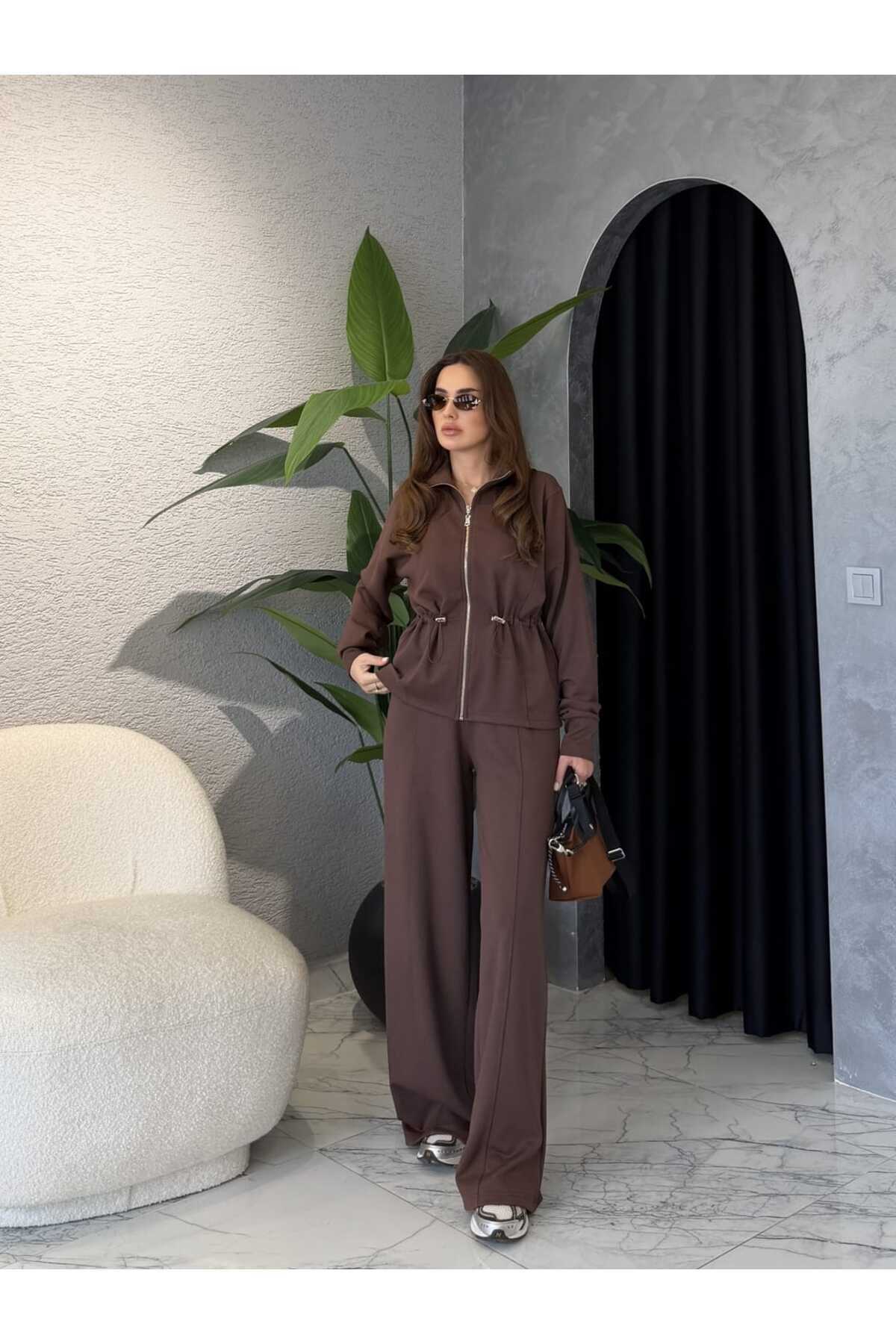 By Merve Darende Beli Lastik Ayarlanabilir Hırka Pantolon Modal Takım