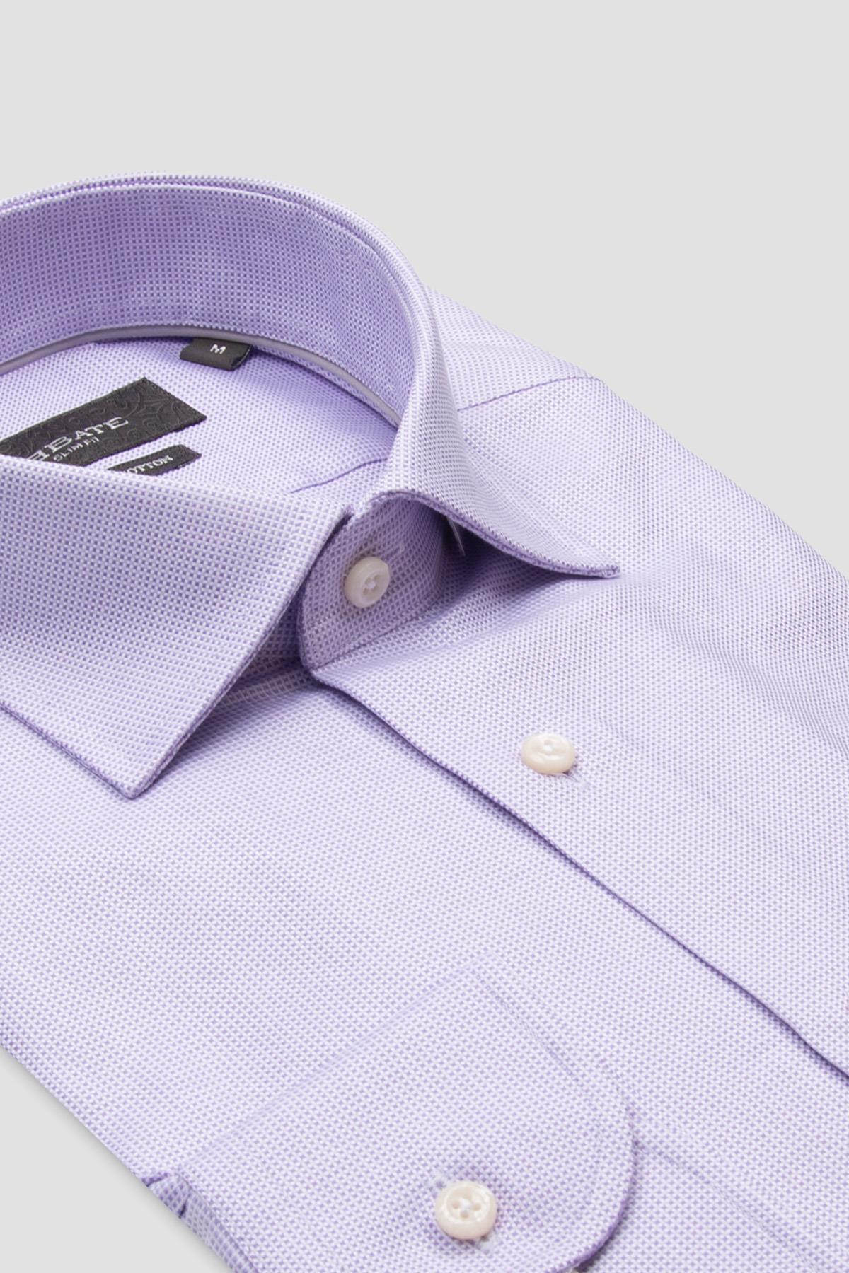 Marco Dobby Cotton Slim Fit Purple Classic Collar Men's Plaid Shirt