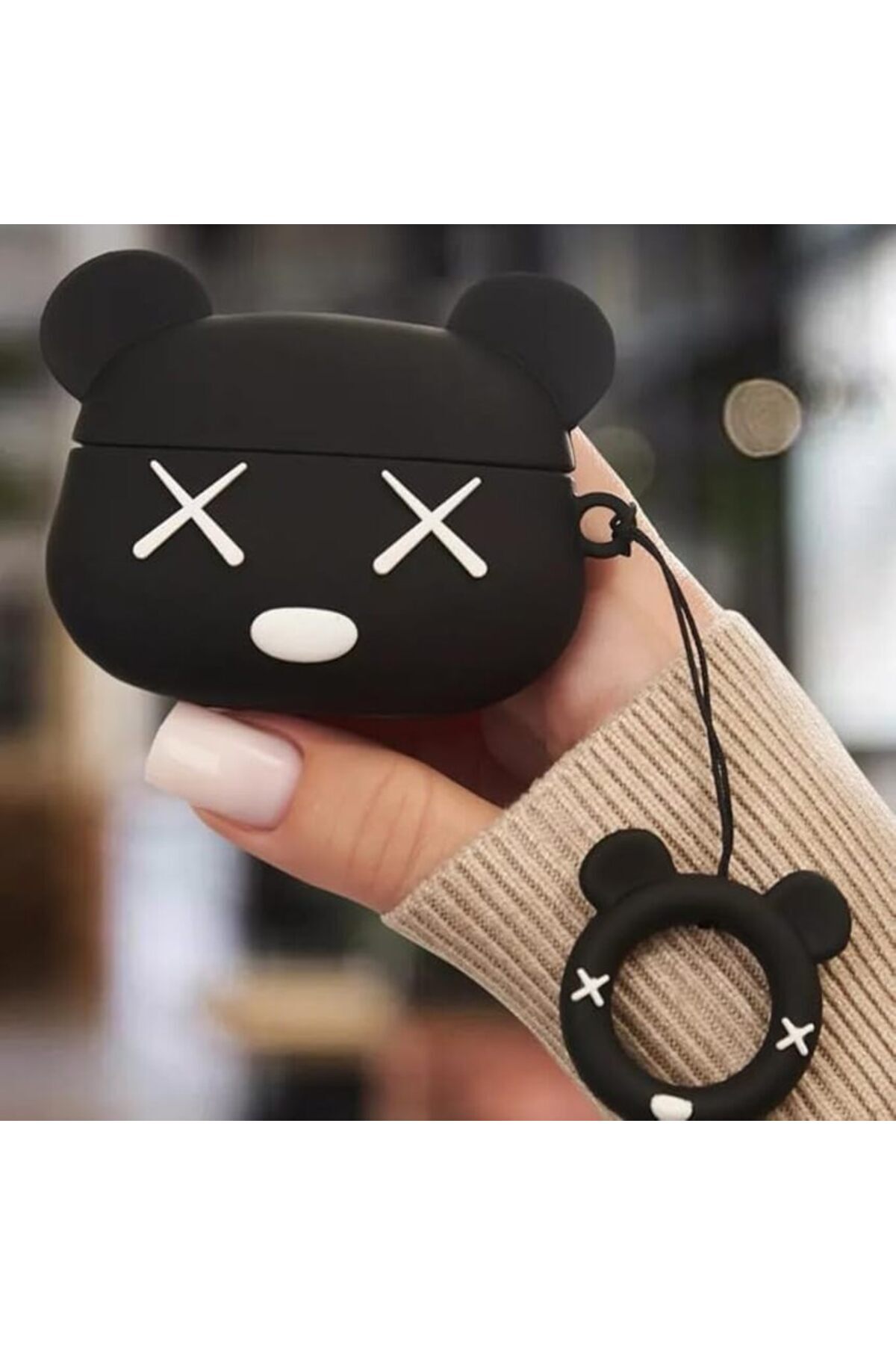 AirPods Pro 3rd Generation Compatible Cute Black X Bear Shaped Anti-Shock Headset Protection Case