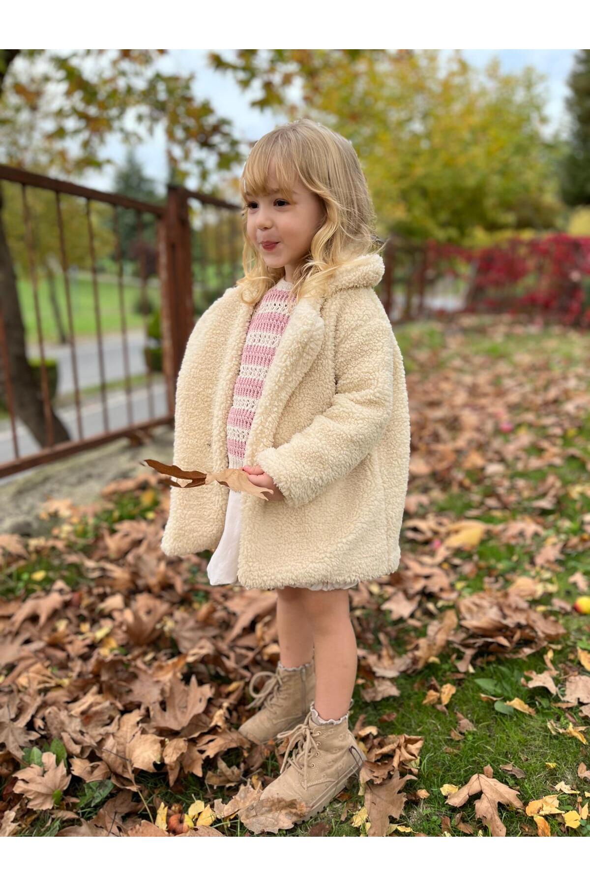 PETIT STYLE KIDS Çocuk Ekru Peluş Kaban fotoğrafı 3 (önizleme)