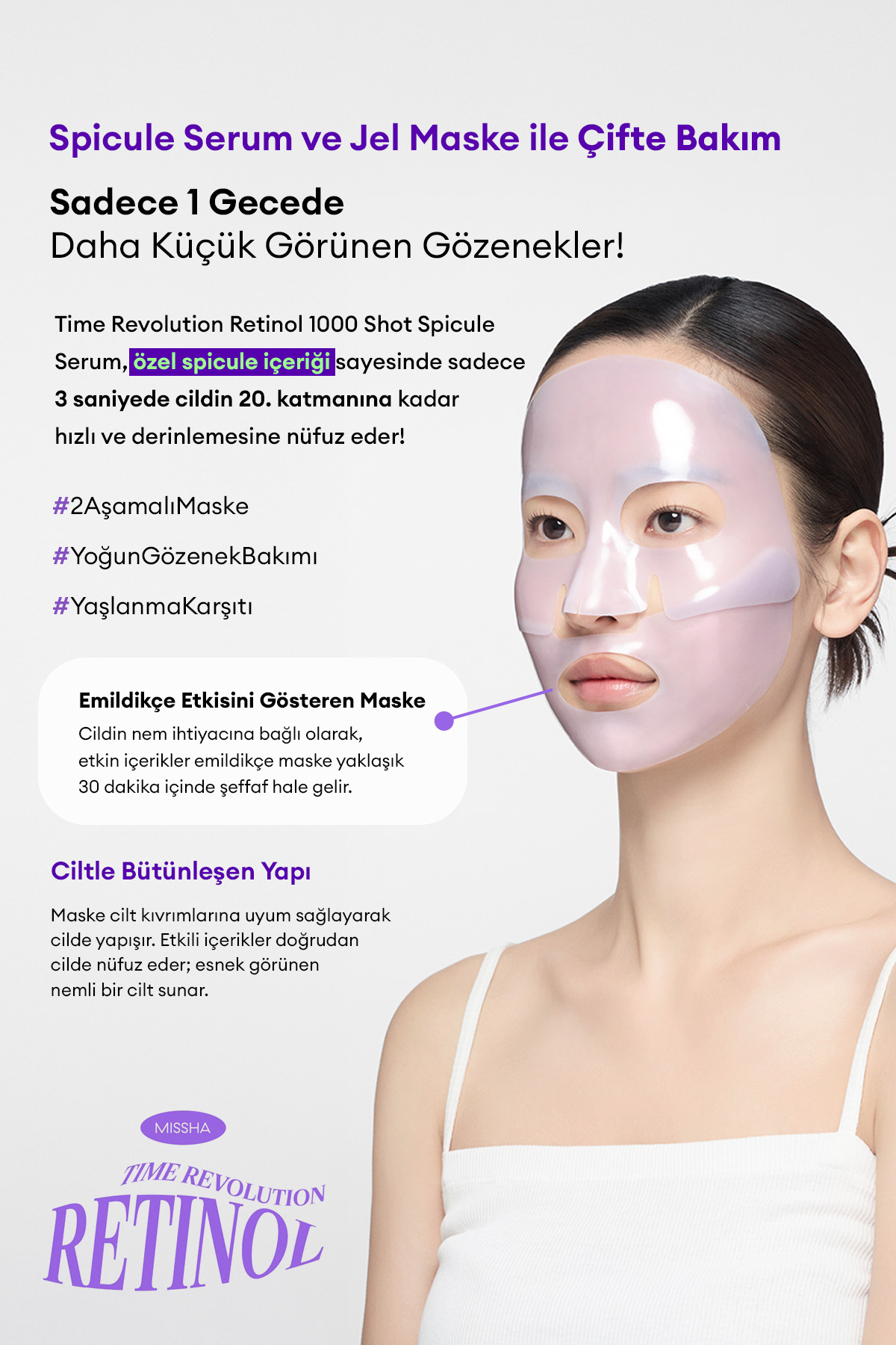 Retinol İçerikli 2 Adımlı Jel Maske Time Revolution Retinol 1000 Shot 2 Step Solution Mask — 8420 — تصویر 4 از 9