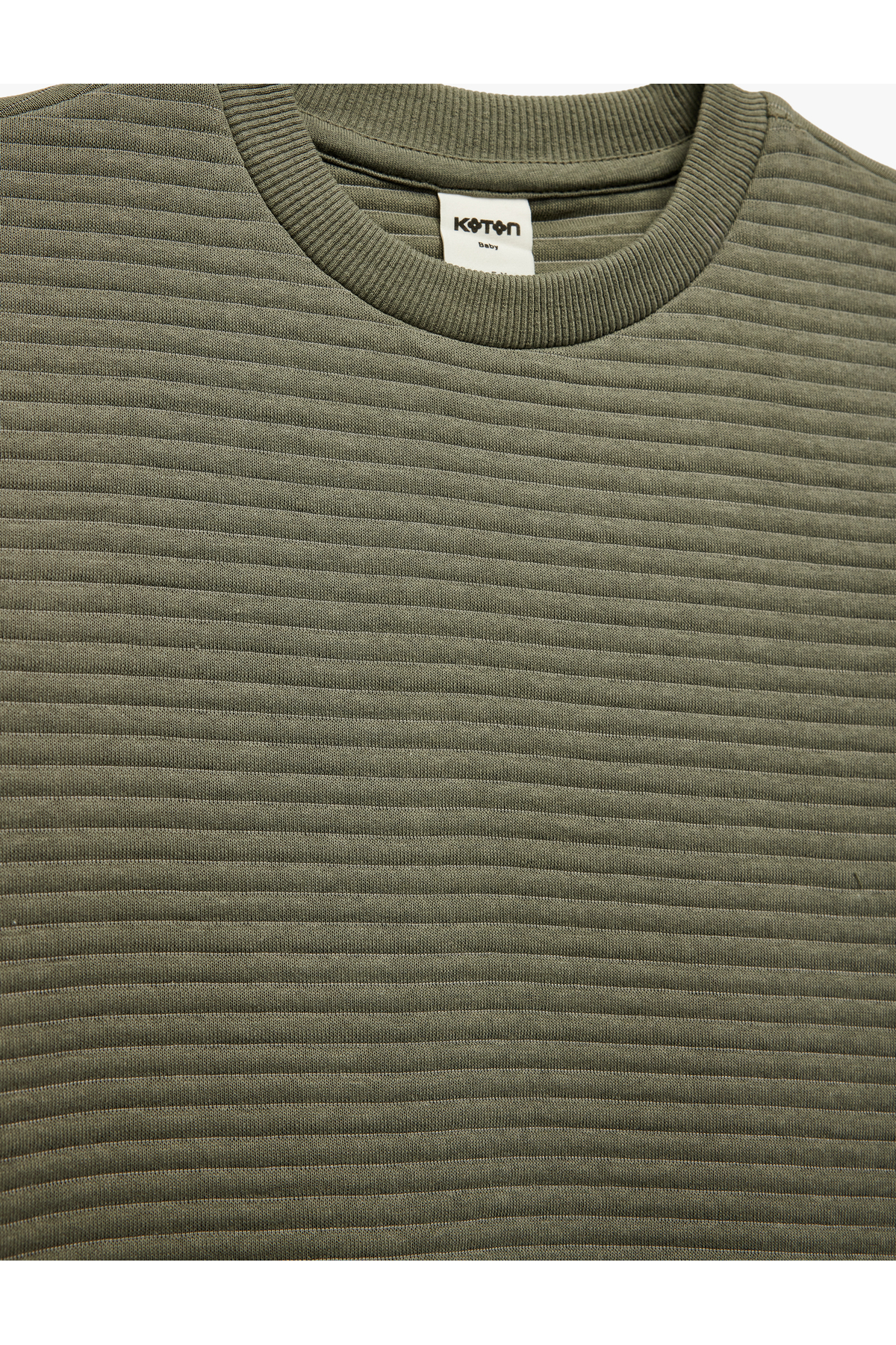 Koton Uzun Kollu Bisiklet Yaka Dokulu Pamuklu Sweatshirt fotoğrafı 3 (önizleme)