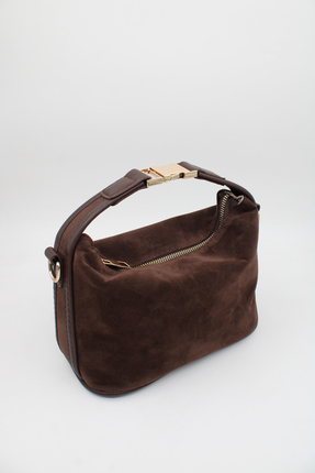 LASSO Kadın Kahverengi Süet Kilit Kapama El Askılı Astarlı El, Kol ve Omuz Ça...