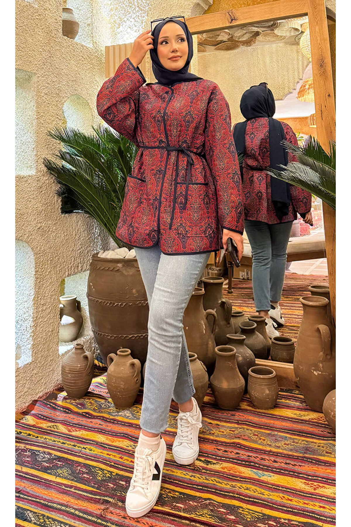 EBRUTESETTÜR  Cep Detaylı Bohem Kapitone Ceket -20 - Görsel 6