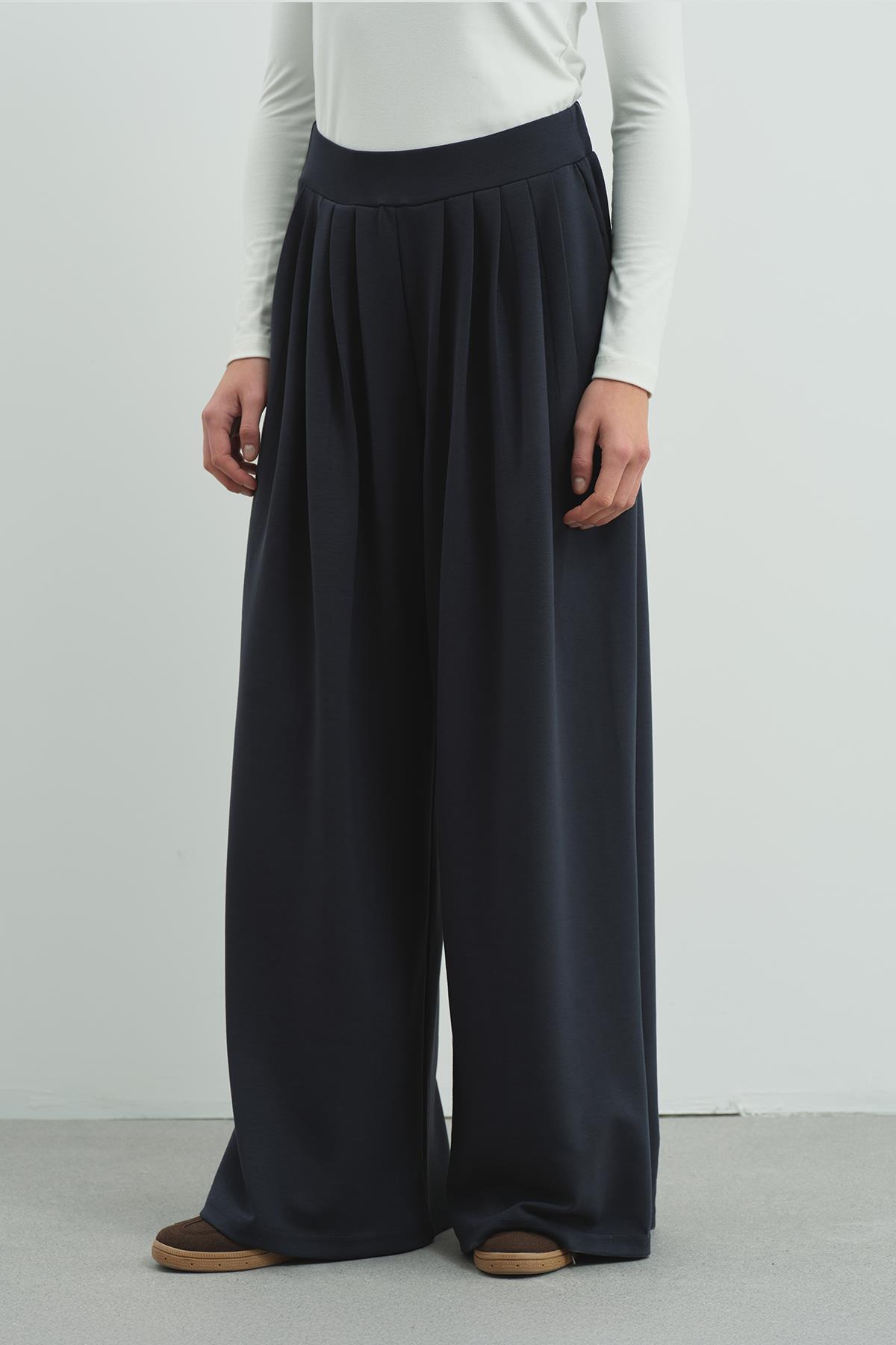 C&CITY  Pure Touch Pileli Bol Pantolon CC7006 Füme - Görsel 4