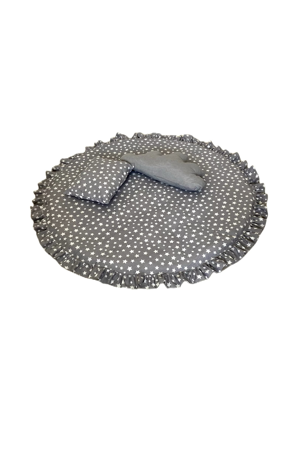 Bila Baby STQUEEN Büyük Boy Gri yıldızlı Oyun Halısı Oyun Matı 120x120