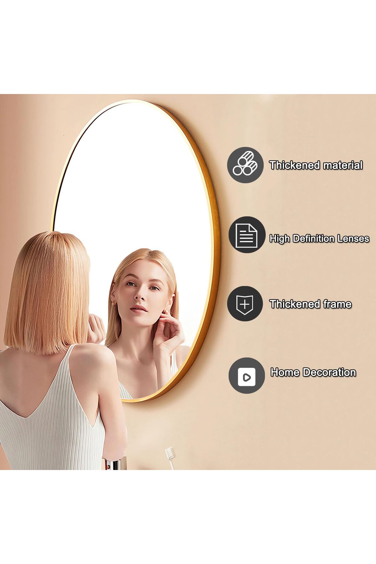 مرآة أكريليك دائرية لاصقة على الحائط – مرآه عصرية مقاومة للكسر وآمنة بوضوح عالي,مرايا ديكور 🪞