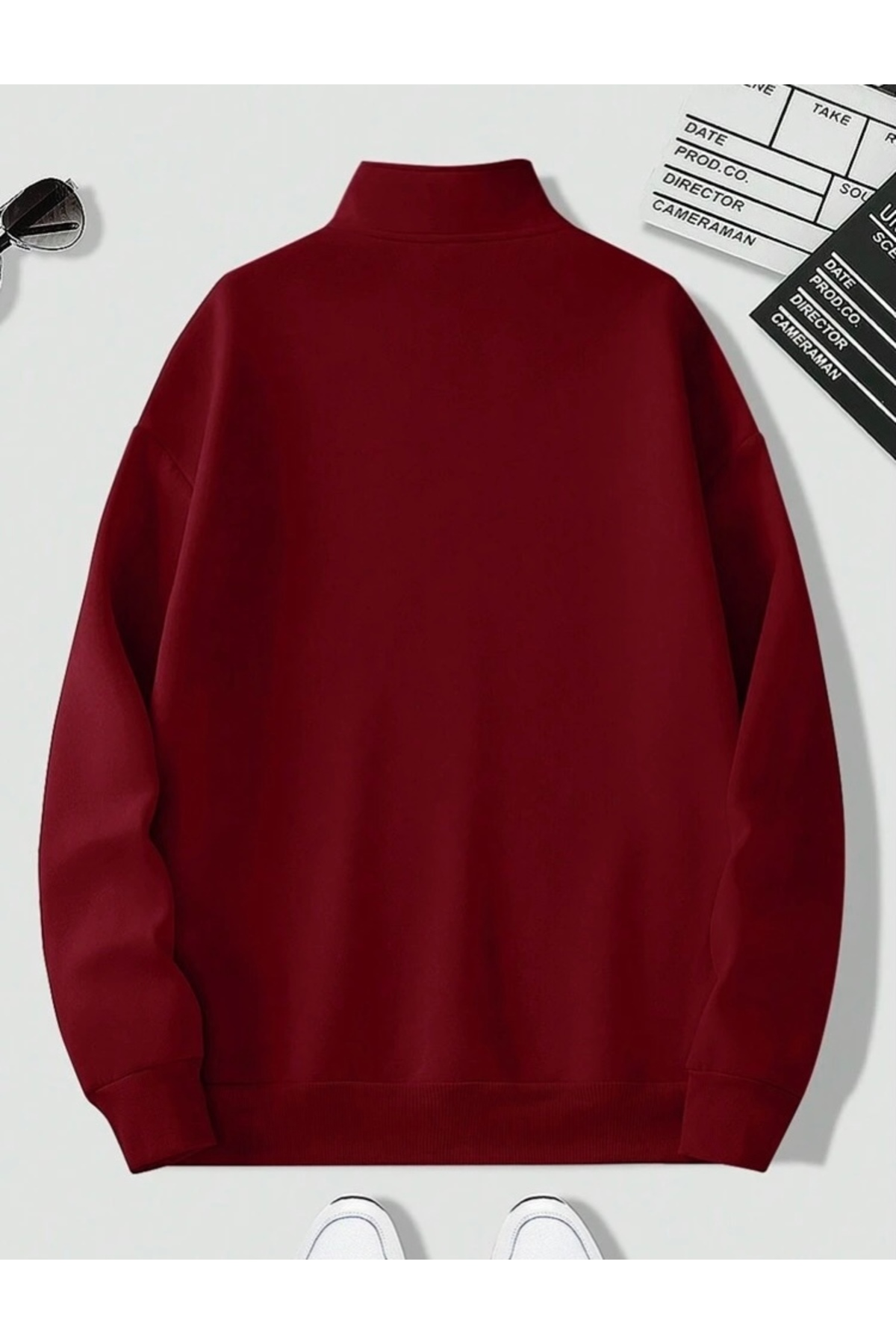 سویشرت زیپ دار یقه بلند Claret Red — زرشکی SNT-DIK — تصویر 4 از 6