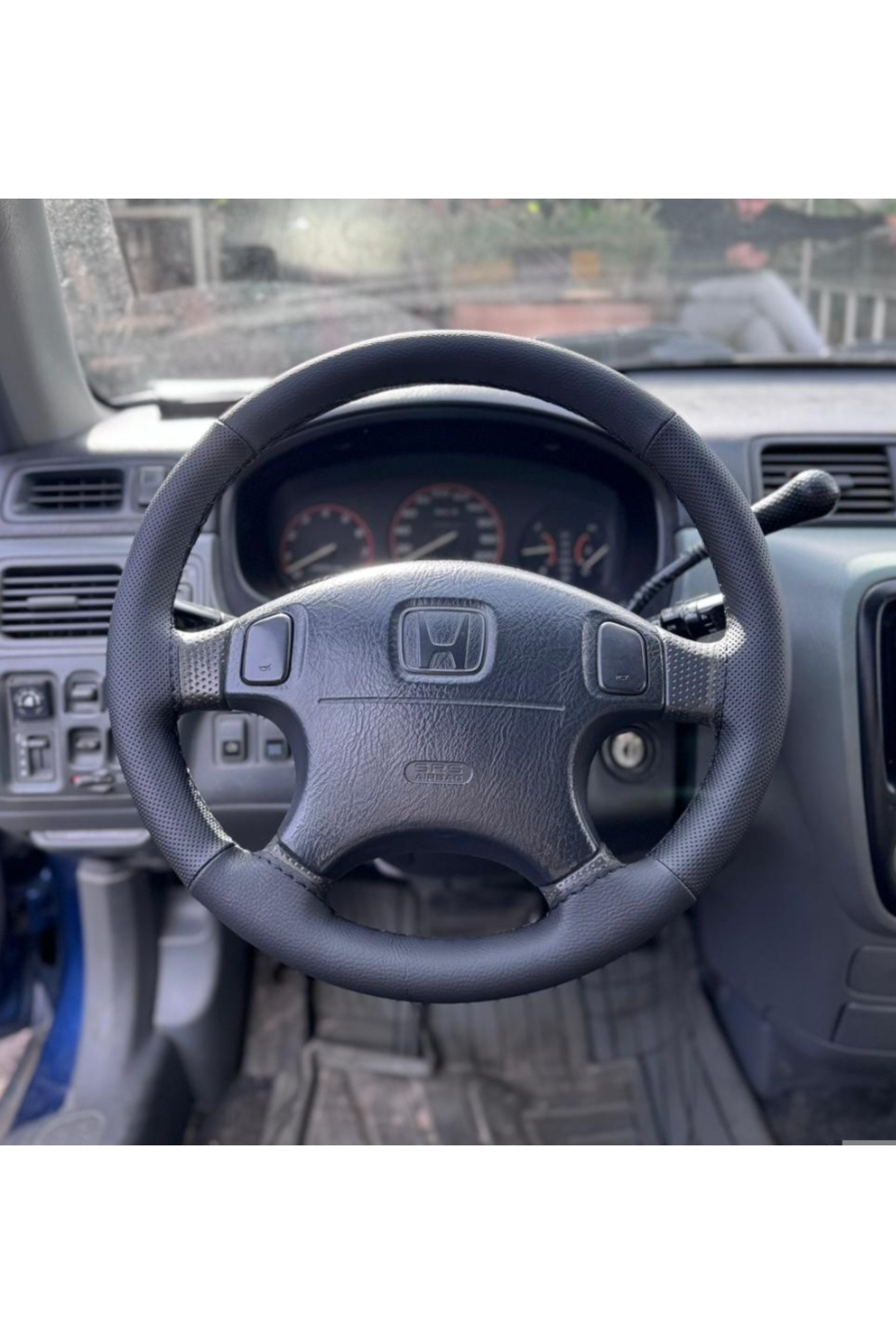 deri DİKİŞLİ DİREKSİYON KILIFI SİYAH / NOKTALI SİYAH DİKİŞLİ HONDA CR-V / CİVİC LS İÇİN