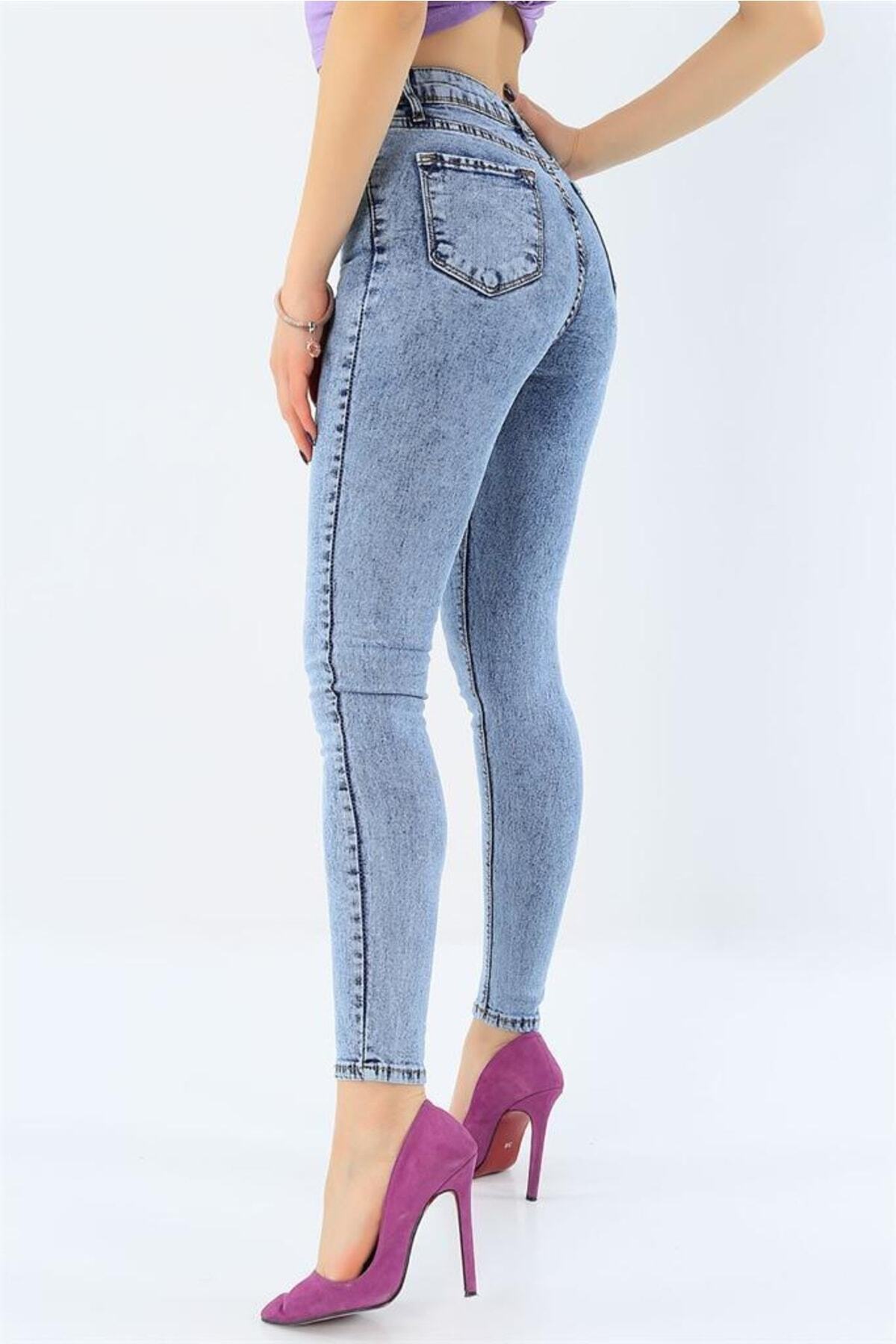 Livik Snow My Baby Solmayan Mavi Kar Skinny Jeans Toparlayıcı Kot Pantolon Incecik Gösteriyor