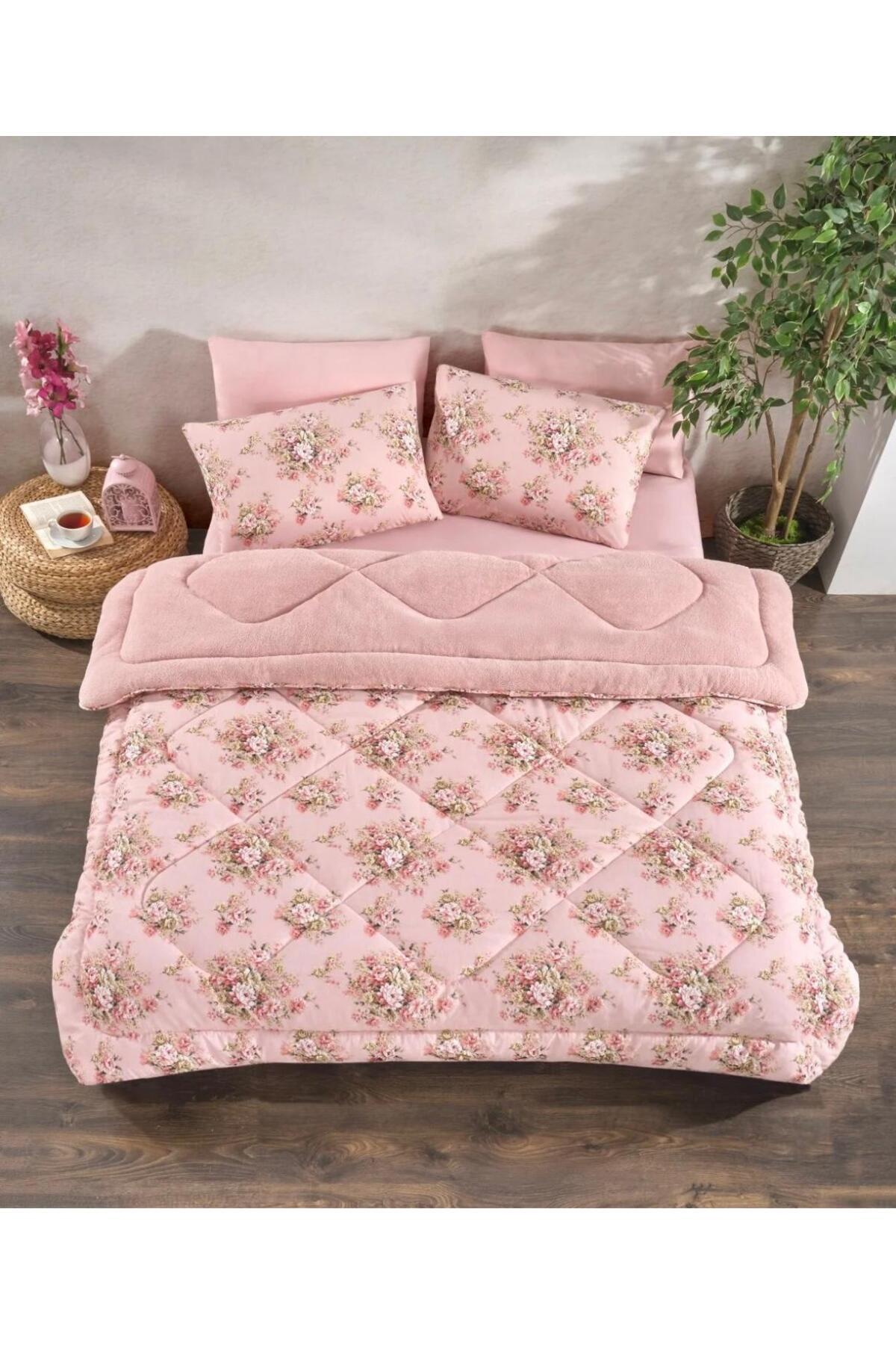 Arma Concept Çift Kişilik Çiçek Desen Çift Taraflı Welsoft Pufidik Silikon Yorgan 195x215 + 2 Adet Yastık Kılıfı