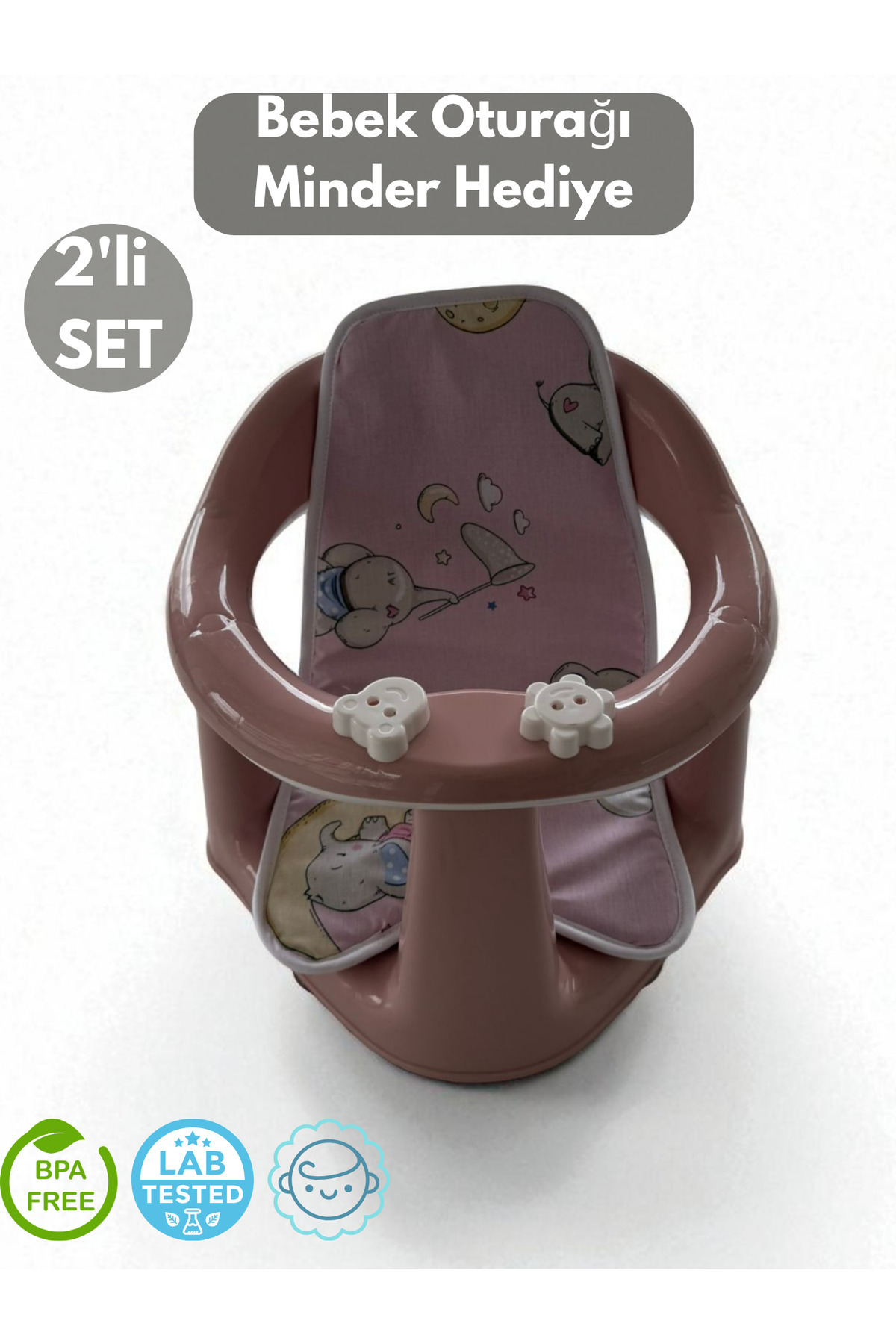 PONÇİK STORE 2'li Bebek Banyo Oturağı Ve Minder Seti - Vakum Taban Mama Oturağı, Oturak Minderi Hediyedir