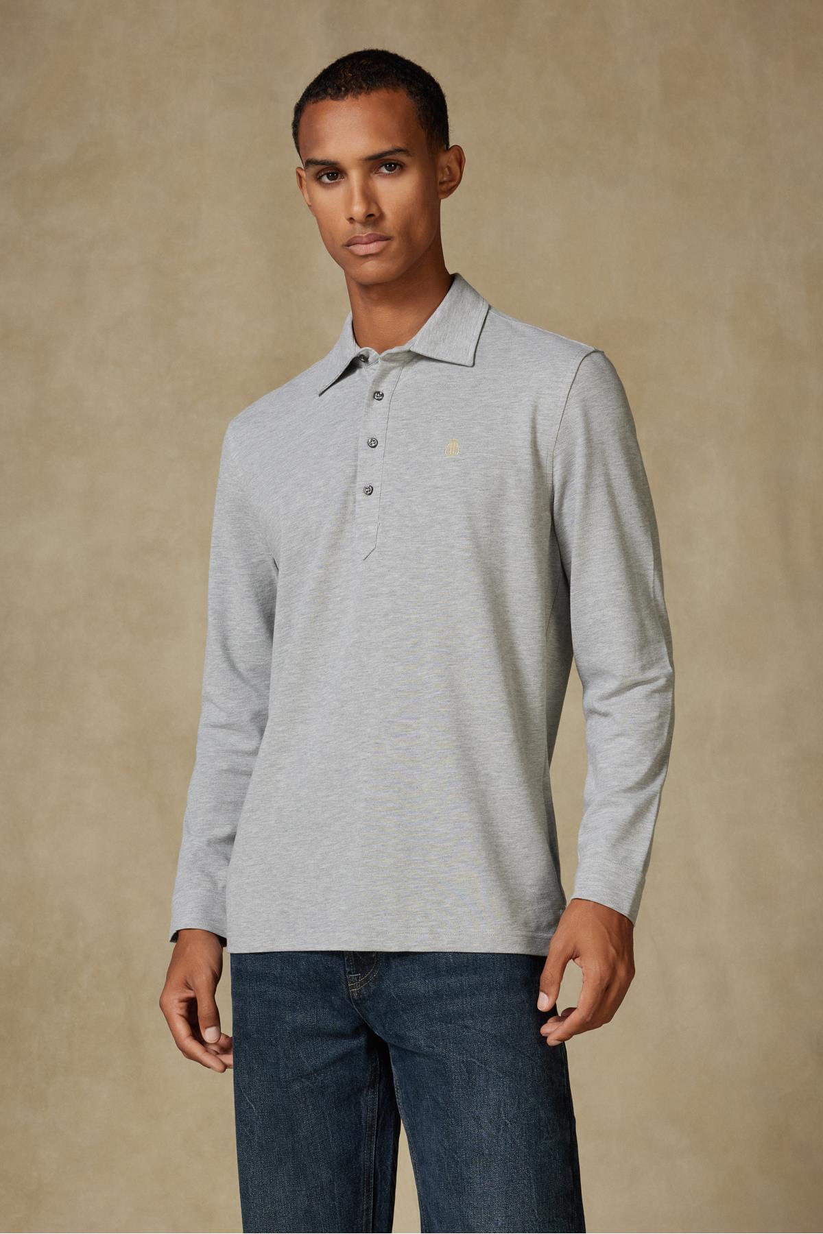 Castle Pique Cotton Comfort Fit Light Gray Polo Neck Men's Plain Polo Shirt