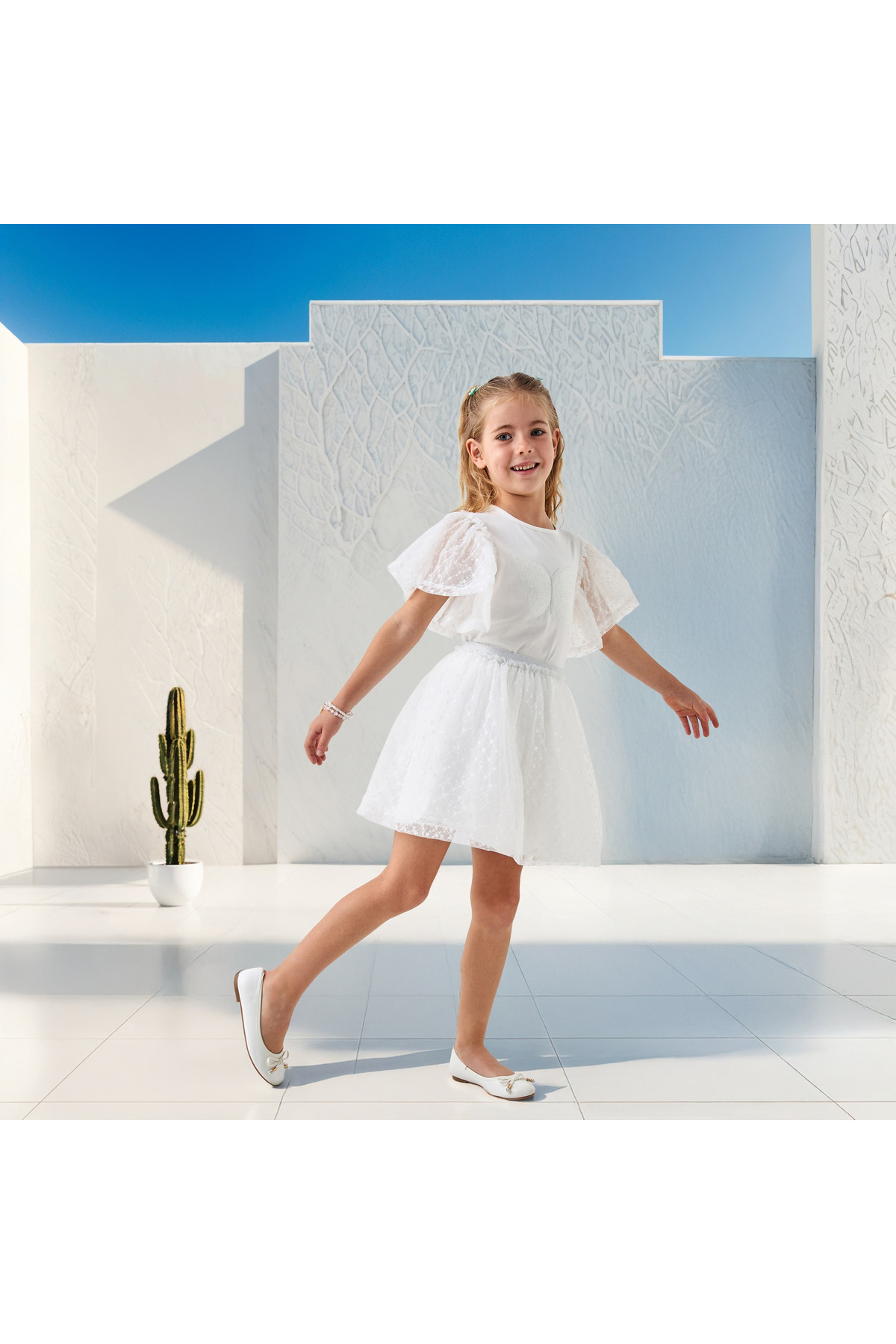 Juniors Butterfly Sequinned Top and Skirt Set