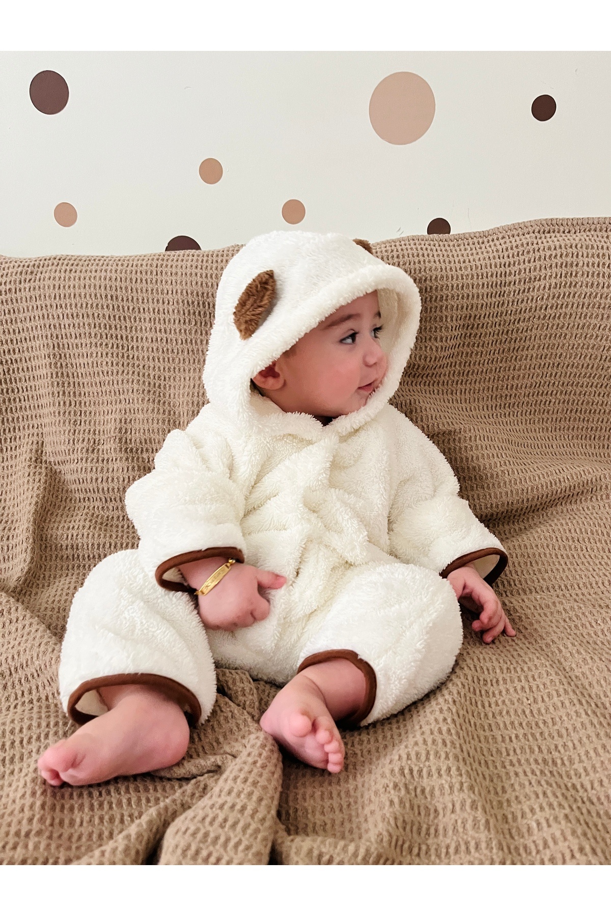 DİVİSTA Unisex Bebek Peluş Kulaklı Tulum fotoğrafı 3 (önizleme)