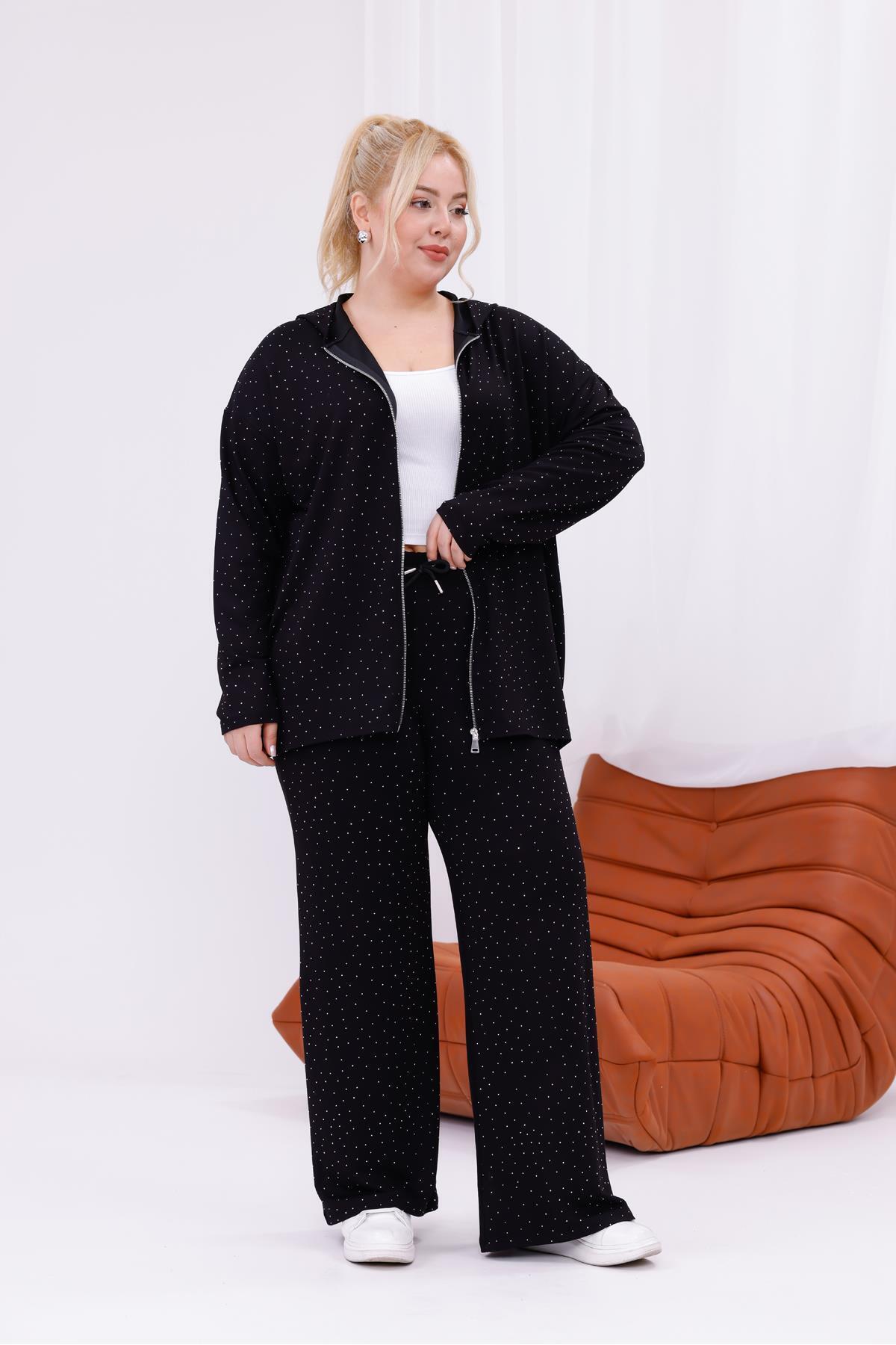 Siyezen Büyük Beden Modal Kumaş Işıltılı Takım