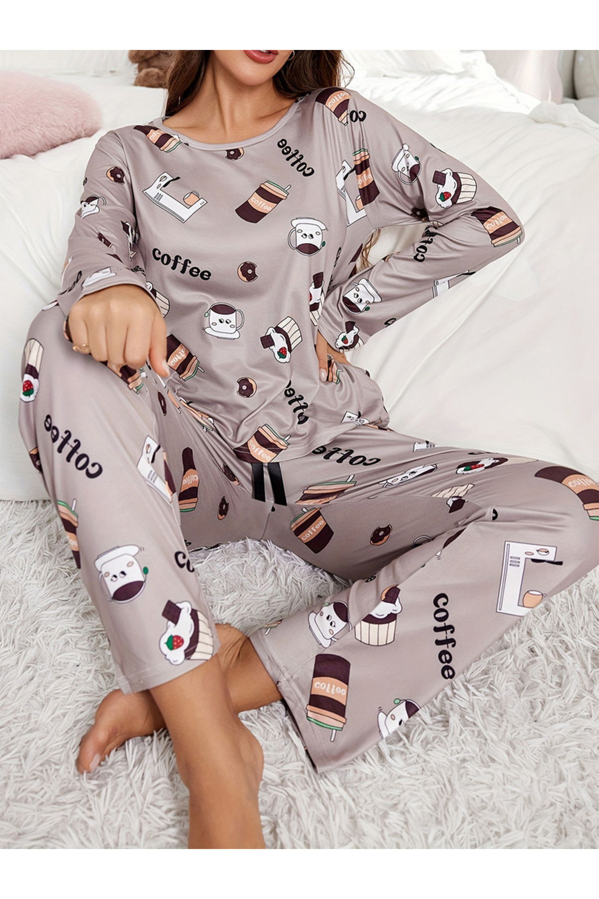 Take Two By Styli Graphic Printed Long Sleeve T-Shirt with Pants Set