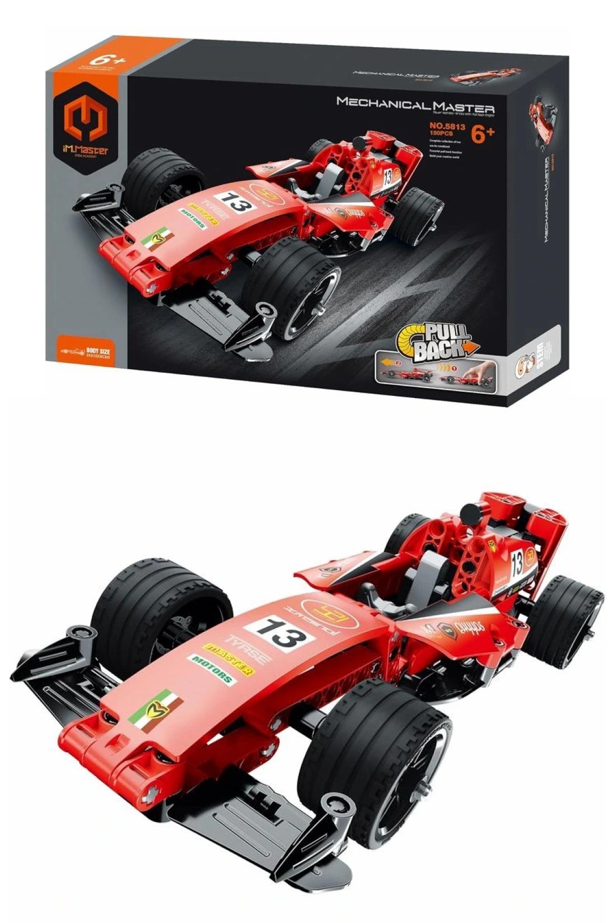 مجموعه ساخت ماشین مسابقه‌ای قرمز «پُل اند گو»، ۱۵۰ تکه – مجموعه اسباب‌بازی ماشین مونتاژشده