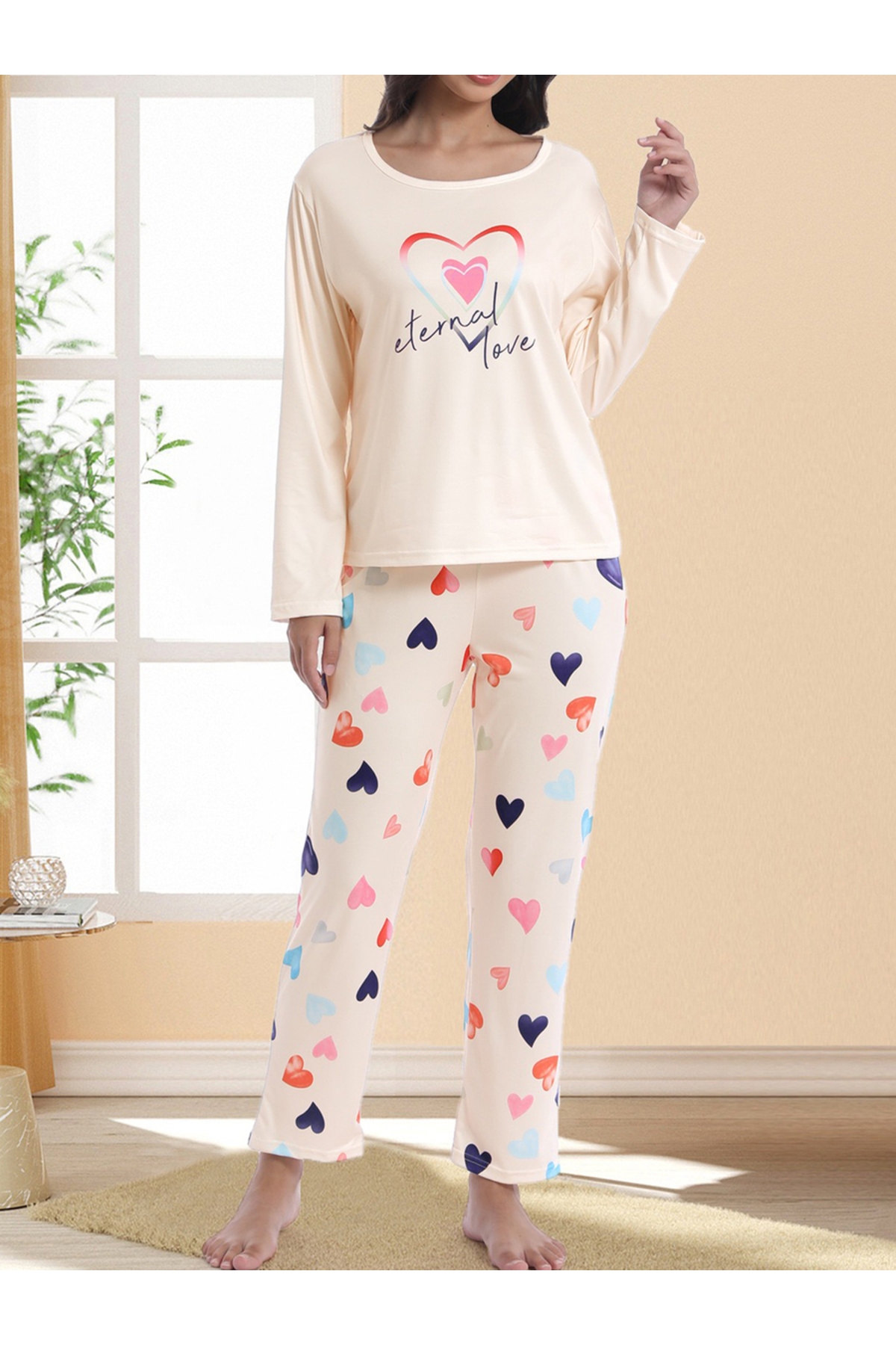 Take Two By Styli Graphic Print Long Sleeve T-Shirt and Pyjama Set