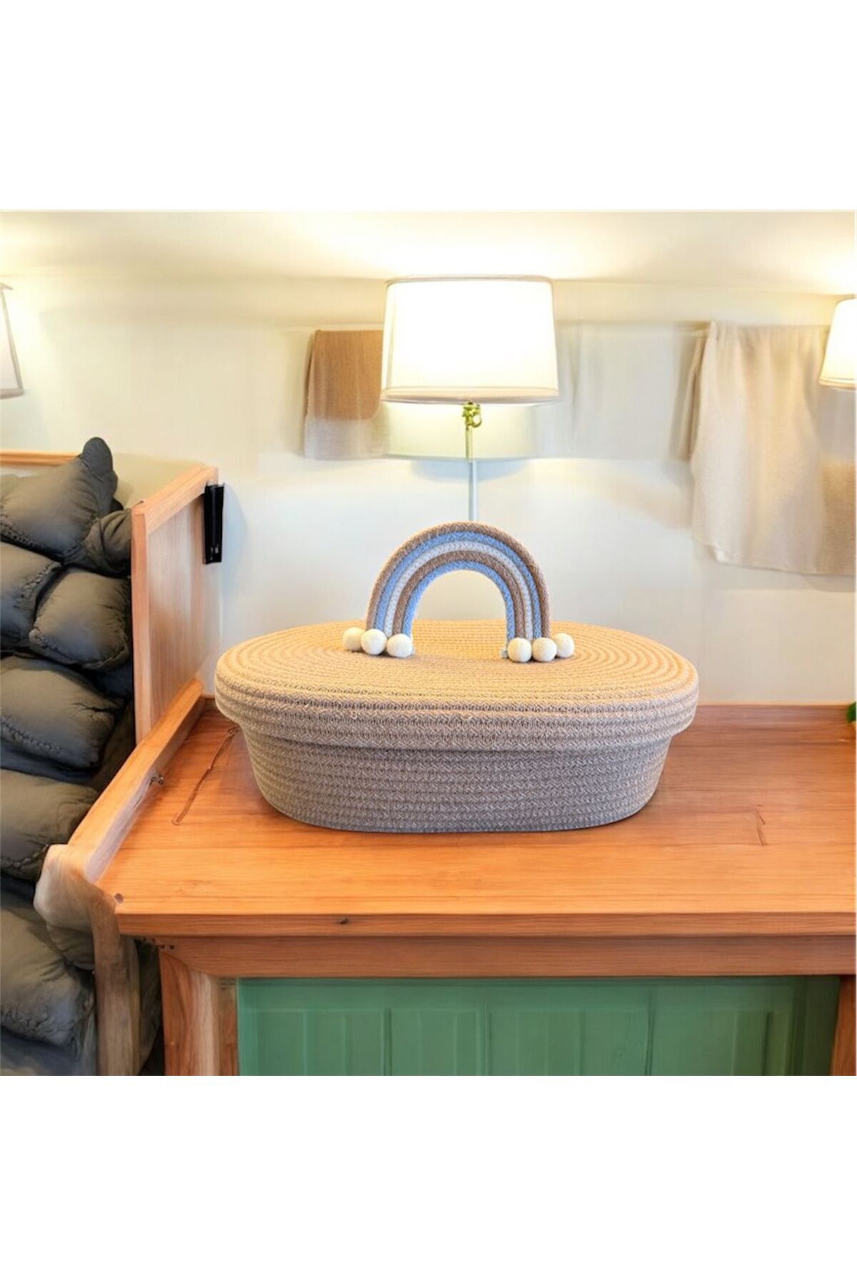 Berçak Home Bebek Çocuk Odası Düzenleyici Saklama Kutusu Oyuncak Sepeti Kapaklı