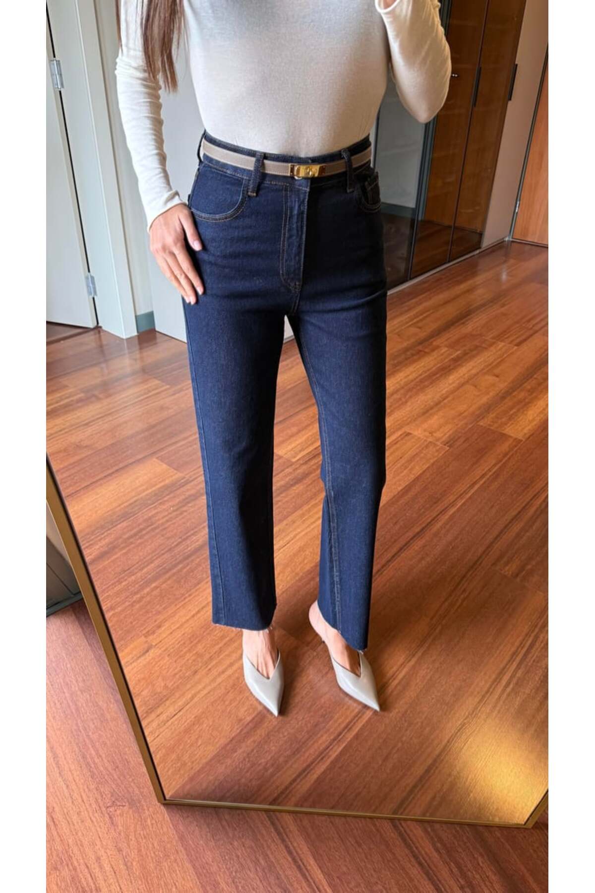 BOLESA GİYİM  Lacivert Yıkamalı Düz Kesim Jean Pantolon - Görsel 3