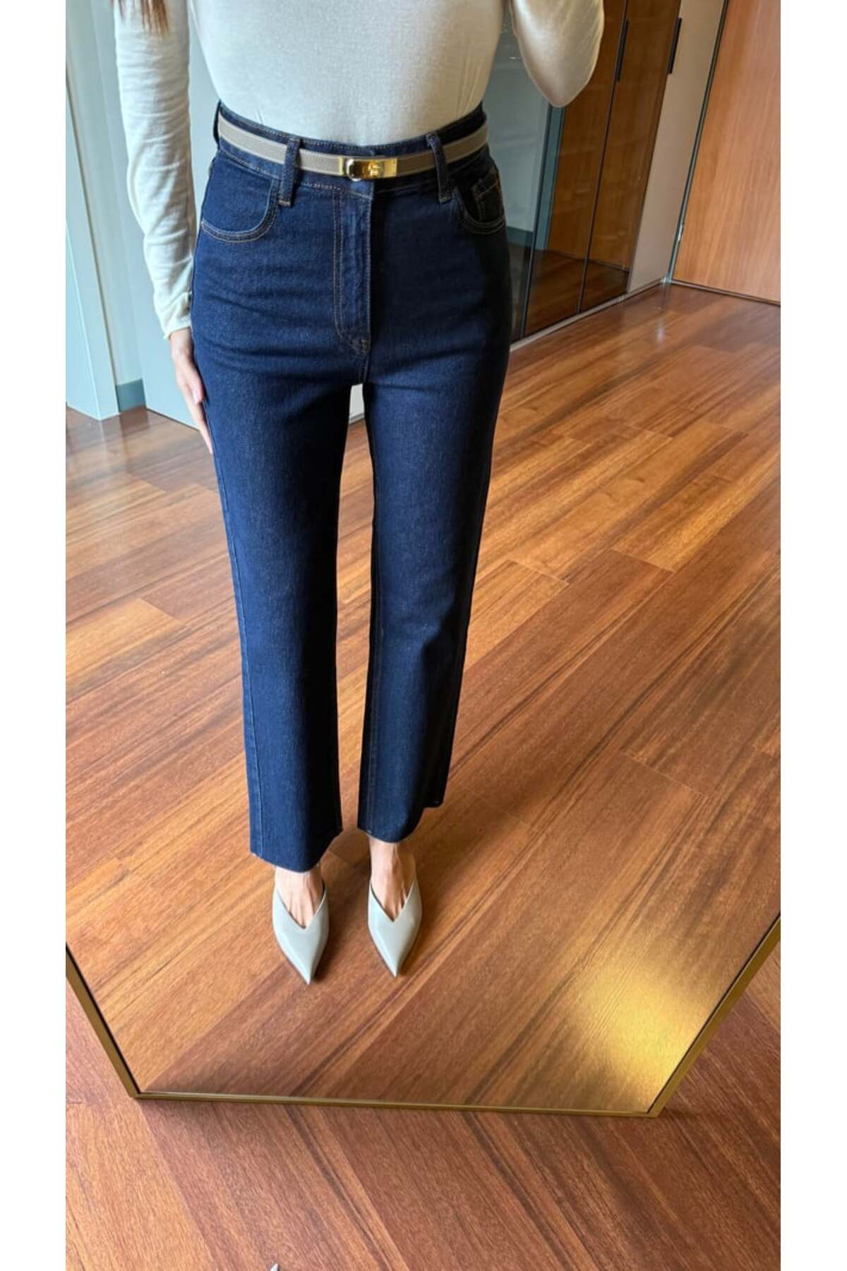 BOLESA GİYİM  Lacivert Yıkamalı Düz Kesim Jean Pantolon - Görsel 4