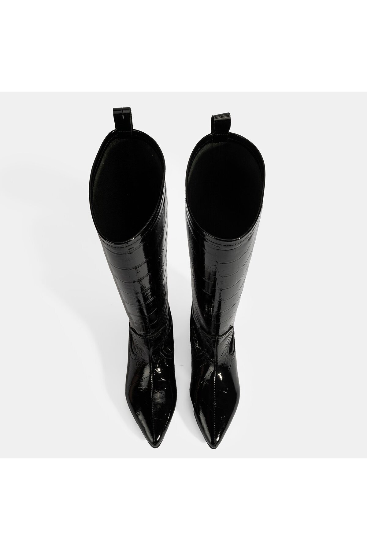 Desa  Kadın Siyah Kroko Baskılı İnce Topuklu Rugan Deri Çizme - Görsel 7