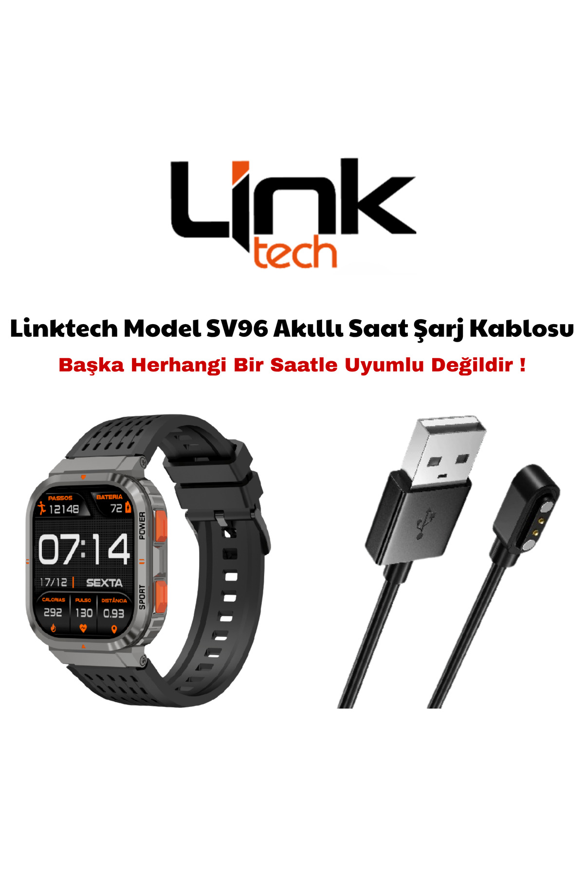 Linktech Model SV96 Akıllı Saat Şarj Kablosu Not - Başka Herhangi