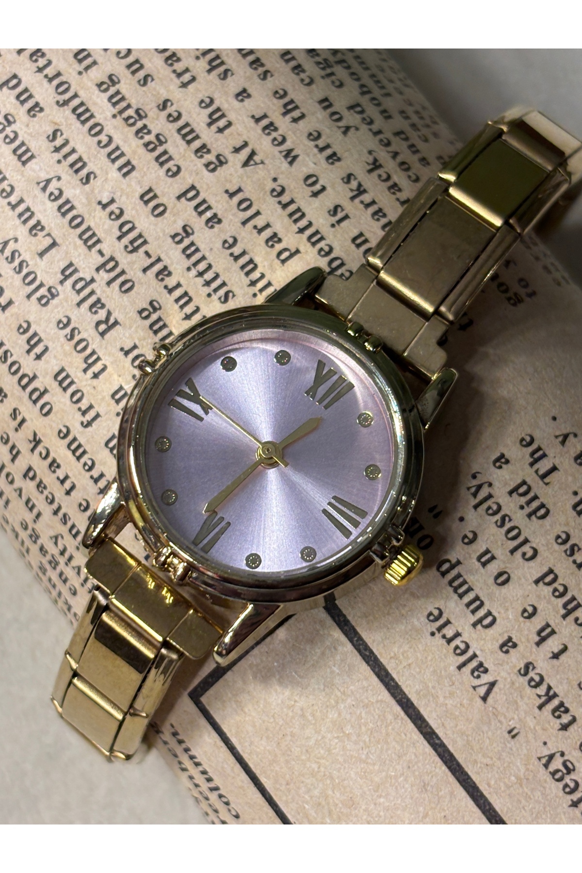 lotusbybuket VIP Çelik İtalyan Charm Nomi Gold Bileklik pembe kadranlı saat