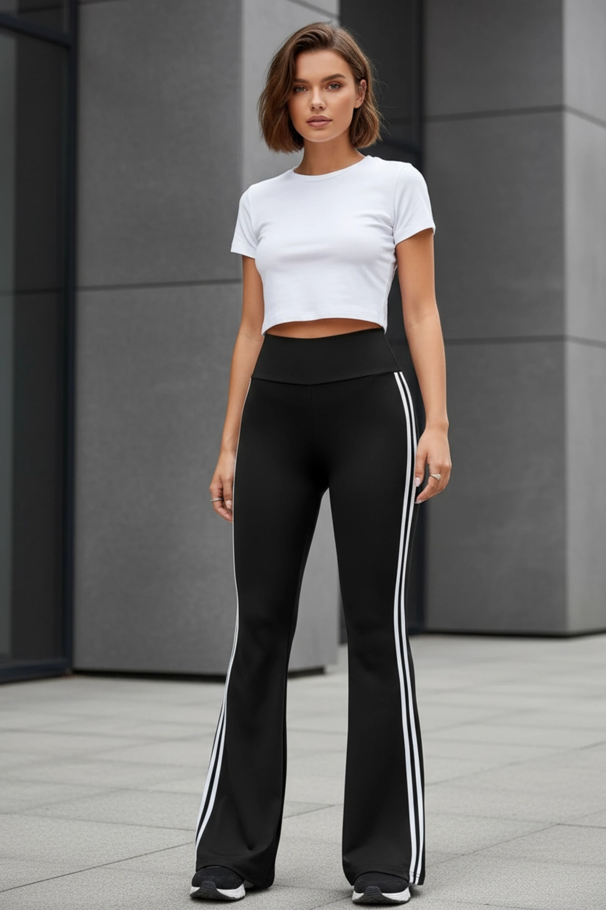 PASTELASTORE Dámské legíny s vysokým pasem a bočním pruhem