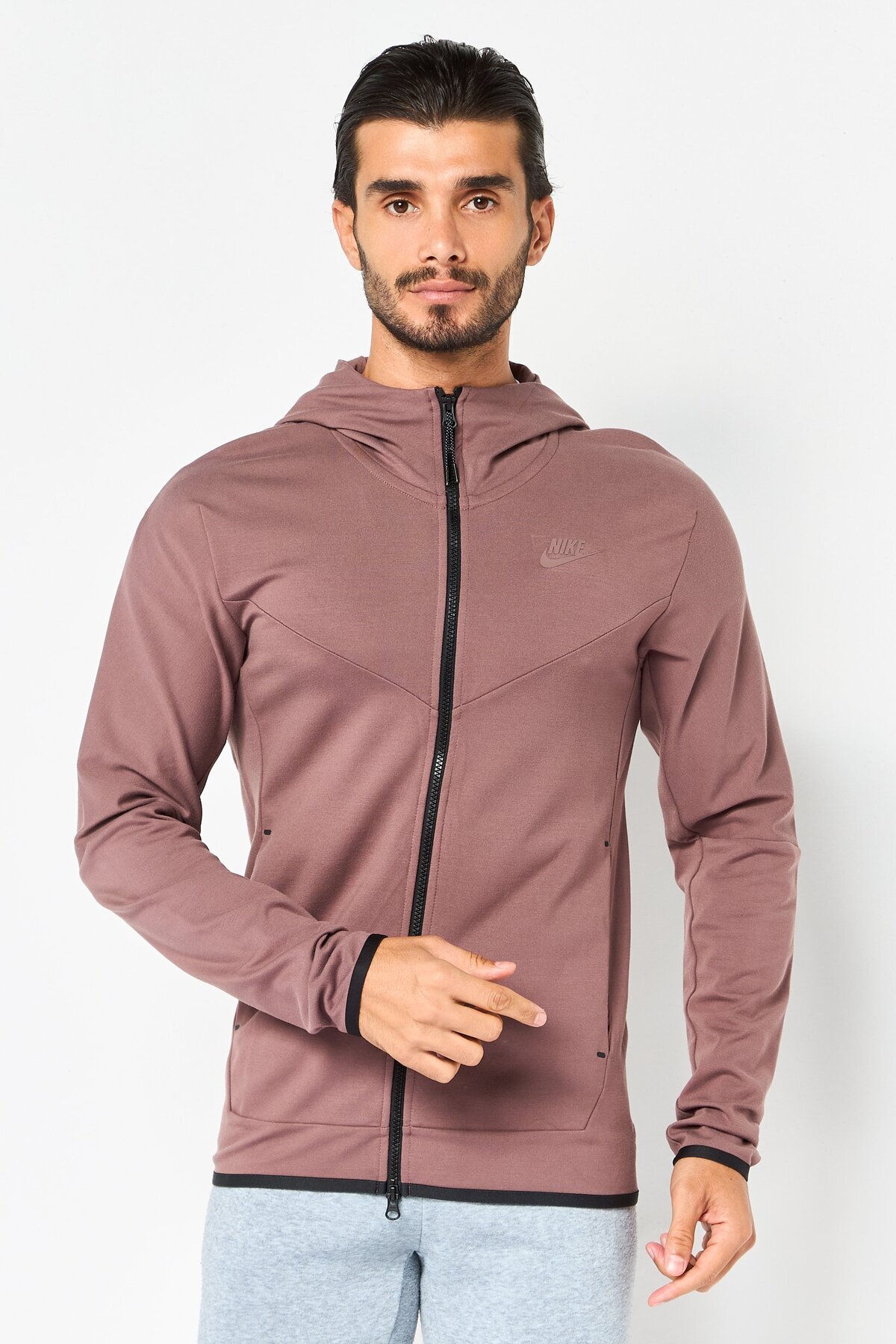 Nike Men Sportswear Fit Long Sleeve Outdoor Full Zip Hoodie, Mauve