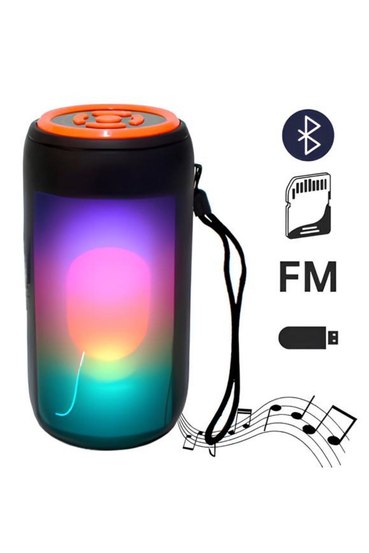 Teknopad Taşınabilir Bluetooth Hoparlör Mini Ses Bombası Rgb Işıklı Fm Radyo/SD Kart/Usb/Bluetooth Speaker