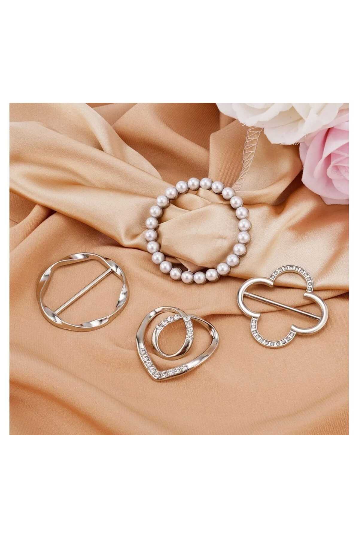 Bacoss ŞAL EŞARP FULAR TOKASI-KLİPSİ 4 LÜ SET (BC-1244) görsel 3