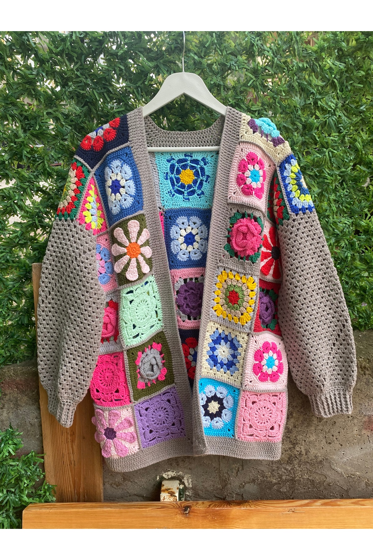 ژاکت کش باف پشمی رنگارنگ 3
