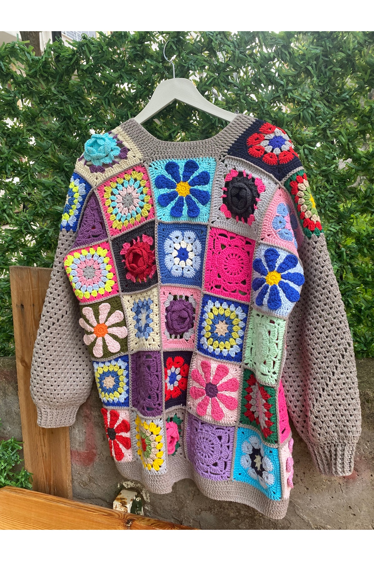 ژاکت کش باف پشمی رنگارنگ 4