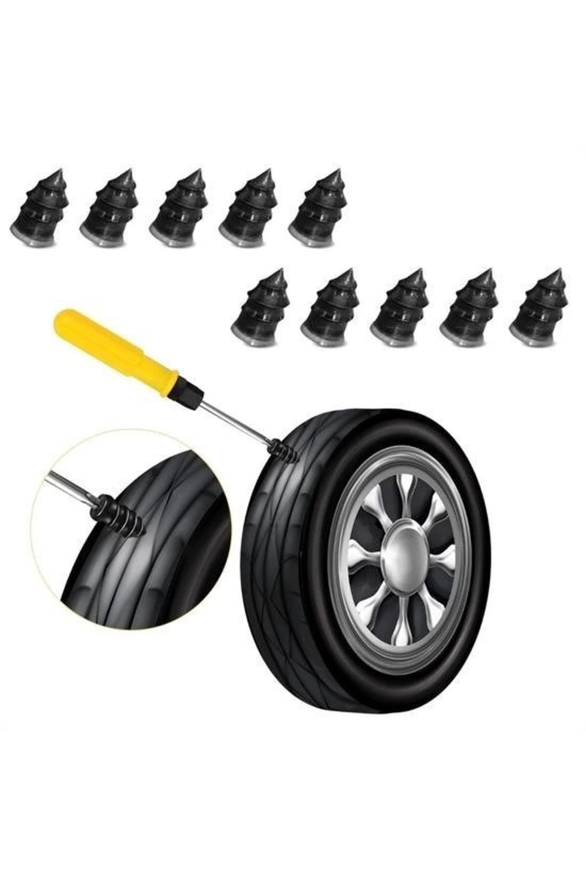 cenk x store 10 Adet Çok Amaçlı Kolay Kullanılabilir Araba Lastiği Tamir Kauçuğu