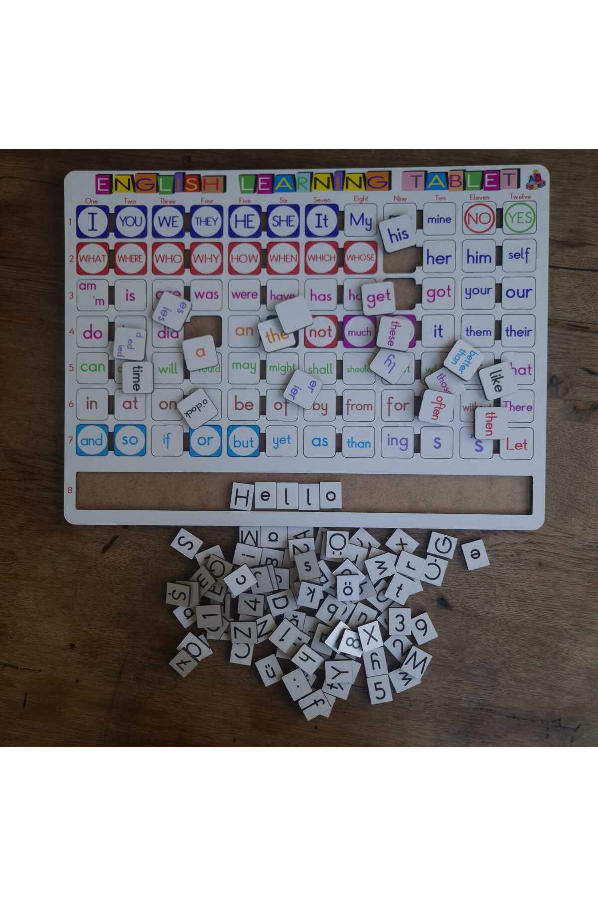 مجموعه آموزشی تبلت چوبی سفید یادگیری زبان انگلیسی