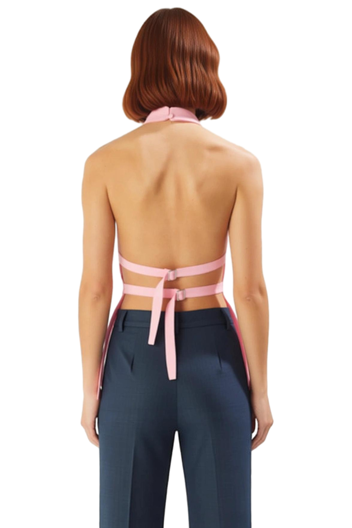 Şık Fitted Dokuma Bluz Halter Yaka Kolsuz Yazlık Yüksek Kalite Kaliteli İşçilik