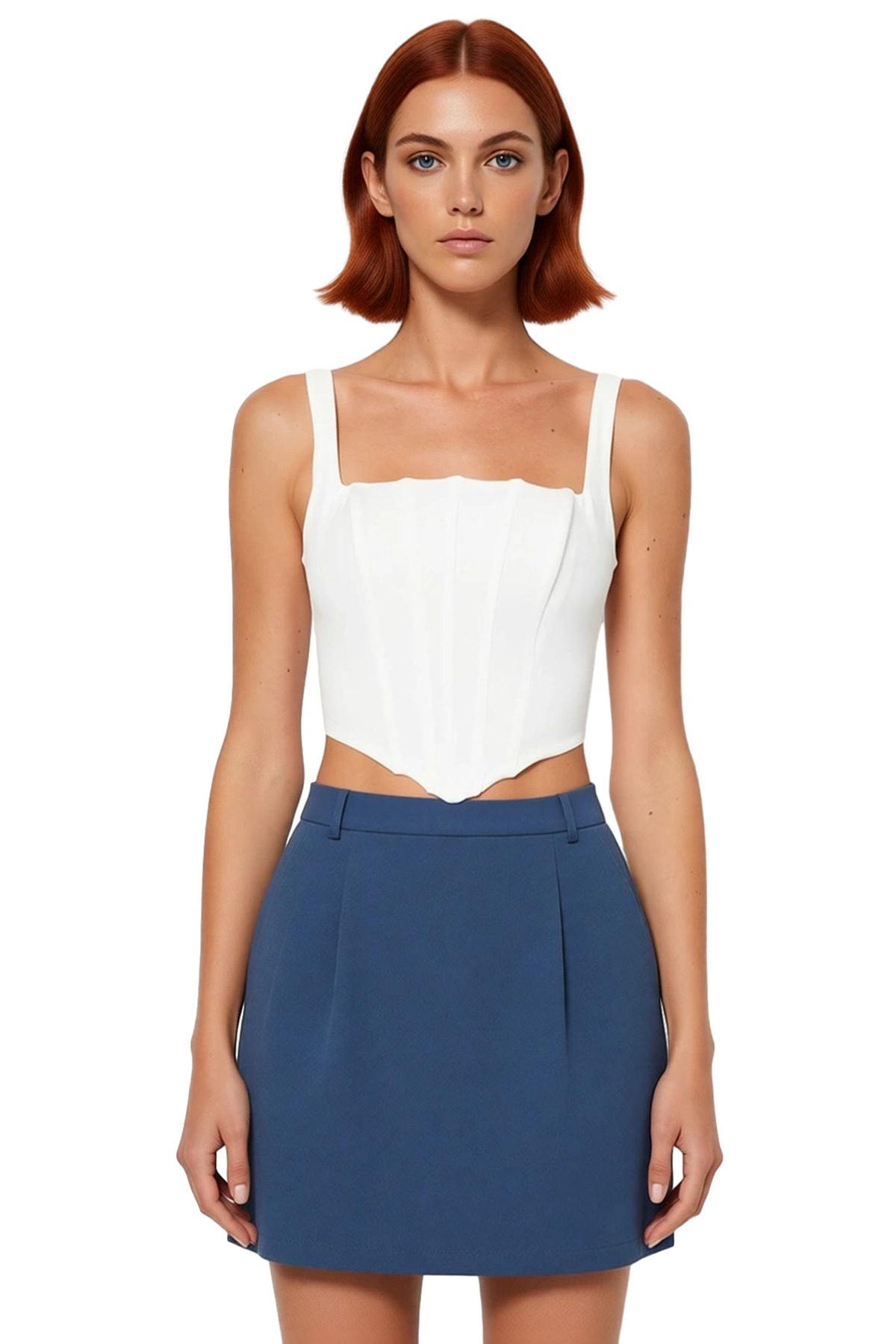 Askılı Korse Crop Bluz Dokuma Polyester Karışımlı Yazlık Şık Görünüm Modern Stil