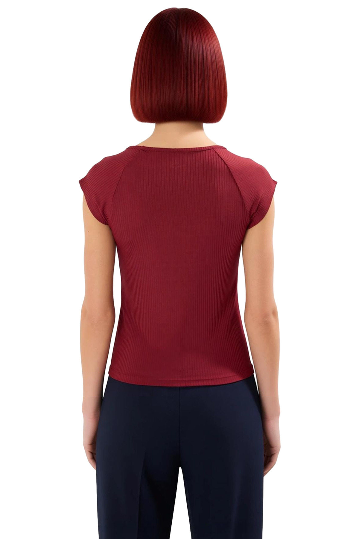 Fitted Örme Bluz Kalp Yaka Yazlık Günlük Premium Kalite Kullanım İçin Modern Stil
