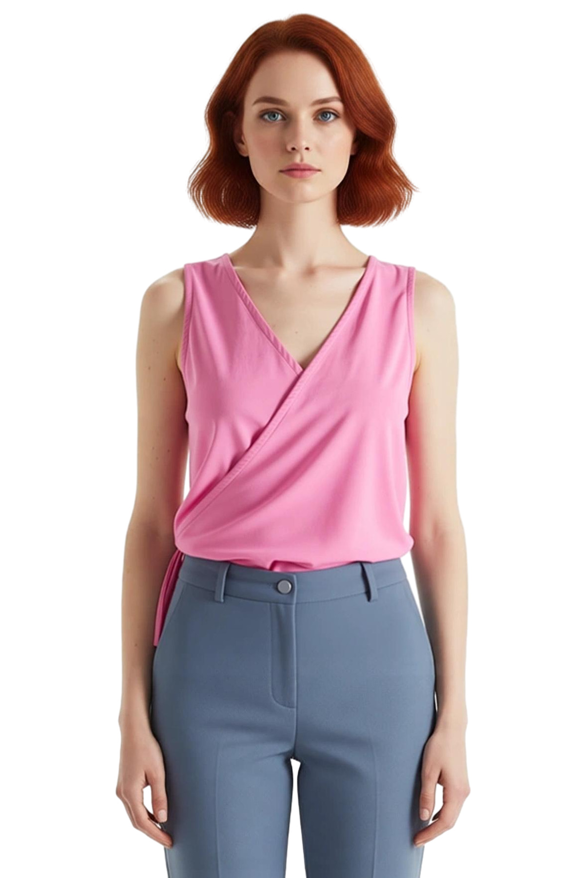 Likralı Penye Bluz V Yaka Fitted Crop Casual Seçkin Malzeme Günlük Kullanım İçin