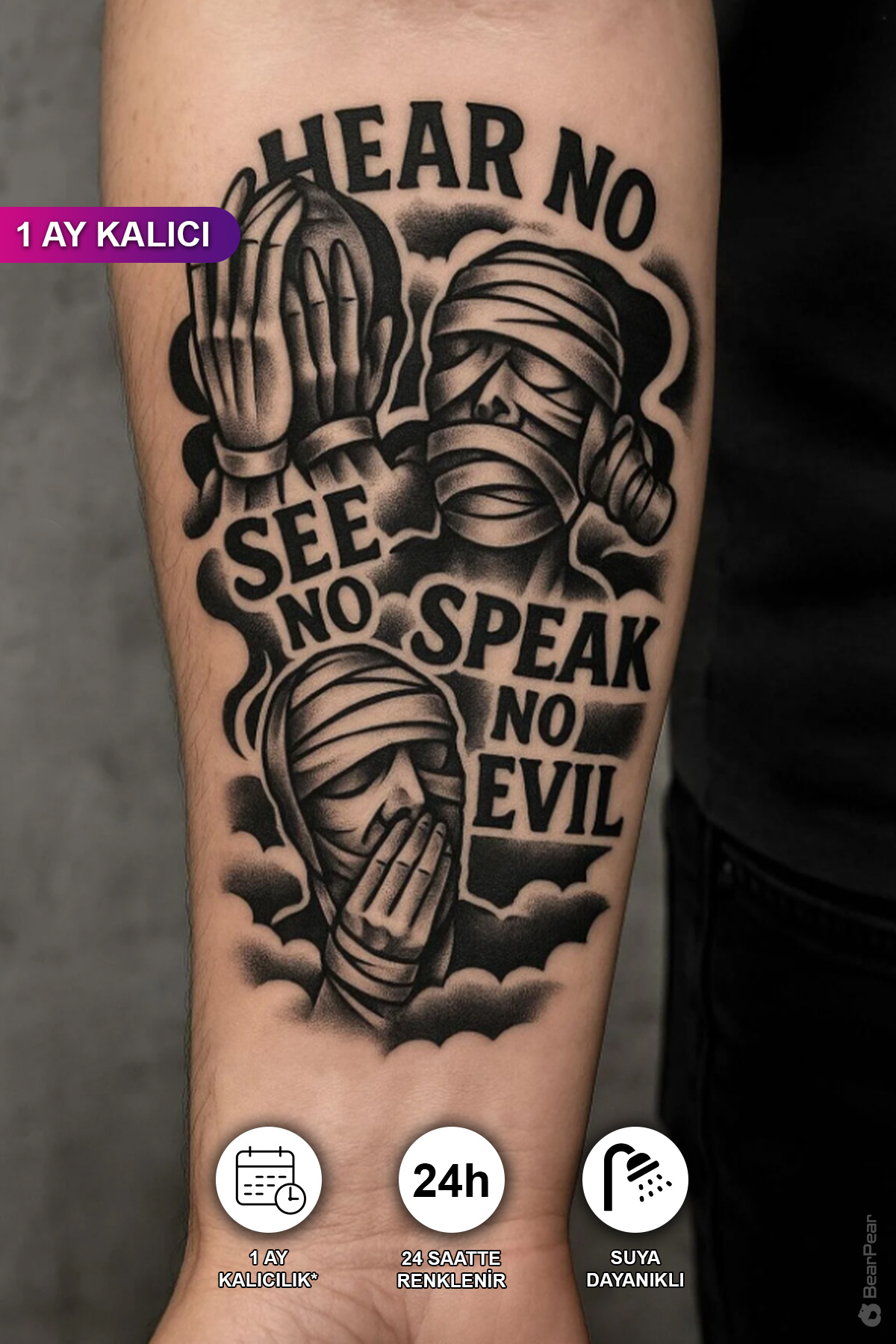 BP Tattoo 1 Ay Kalıcı Görmedim Duymadım Bilmiyorum Dövmesi