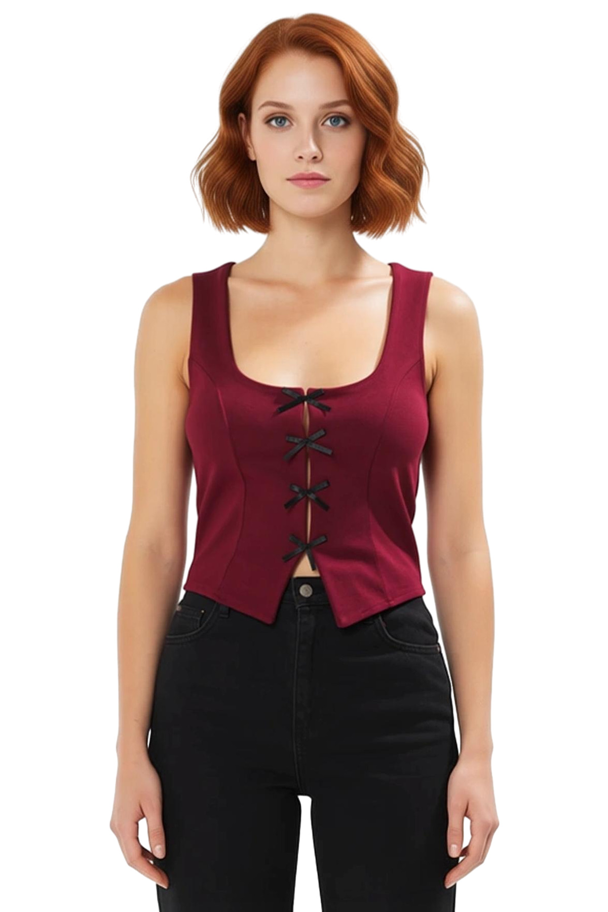 Fitted İnterlok Örme Bluz Havuz Yaka Yazlık Casual Tarz Zarifane Tasarım Dayanıklı Malzeme