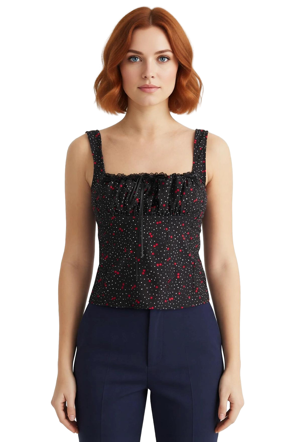 Yazlık Desenli Fitted Crop Bluz Viskoz Dokuma Özenle Seçilmiş Uzun Ömürlü Özel Tasarım